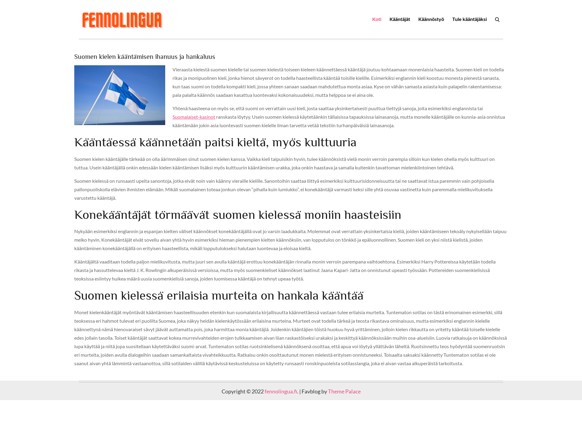 Skärmdump för fennolingua.fi