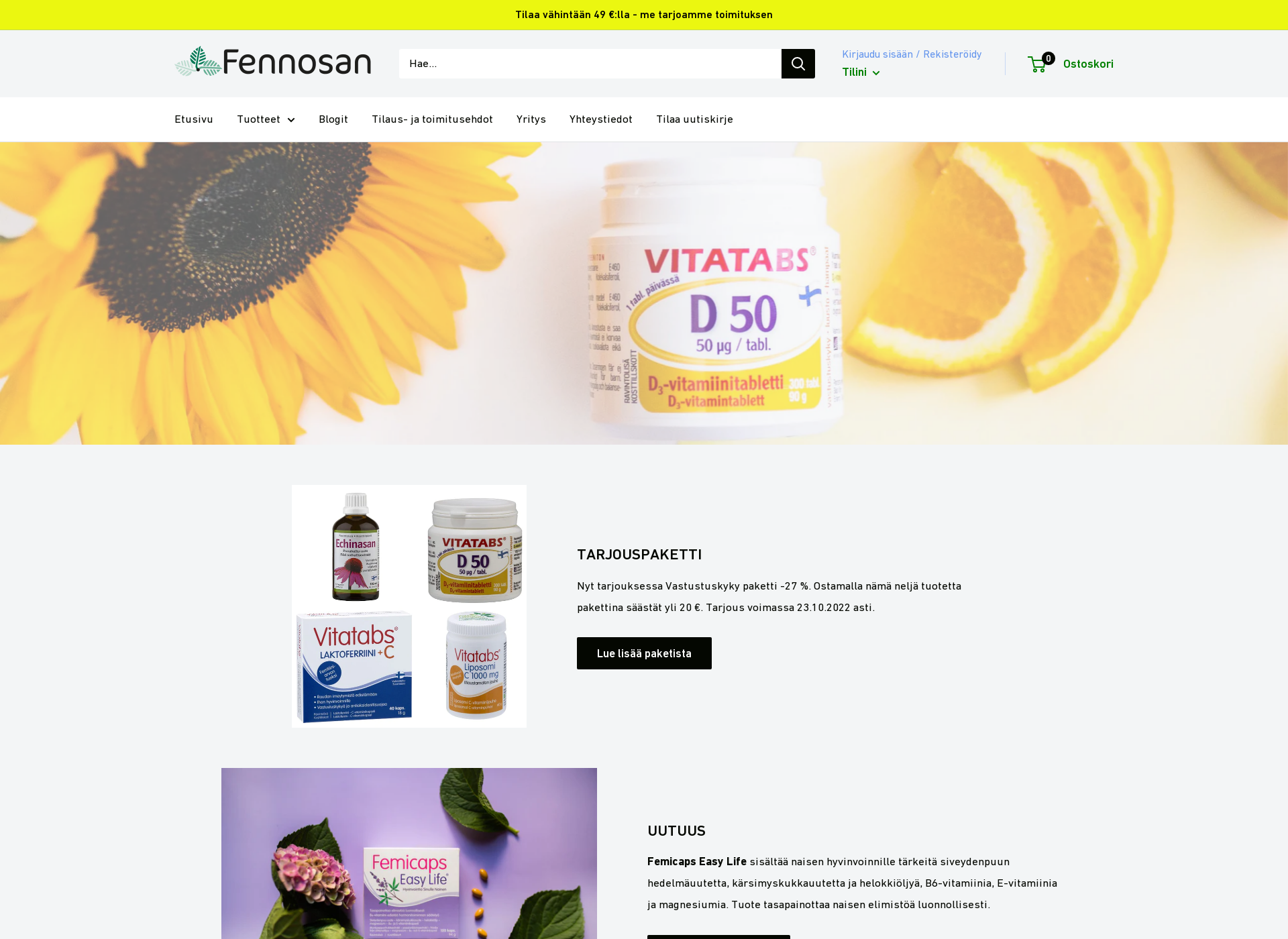 Skärmdump för fennosan.fi