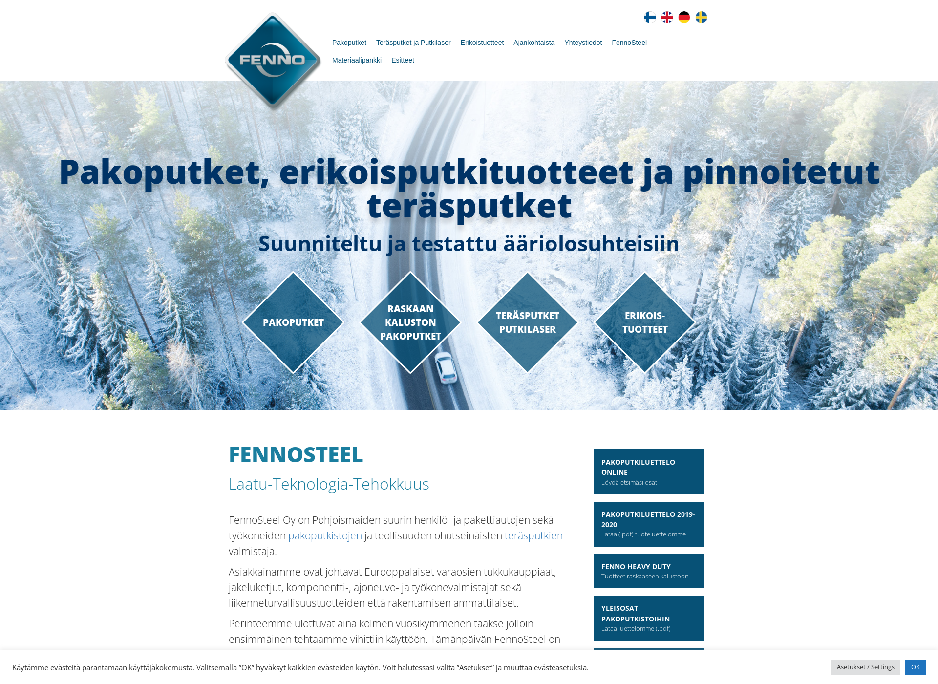 Skärmdump för fennosteel.fi