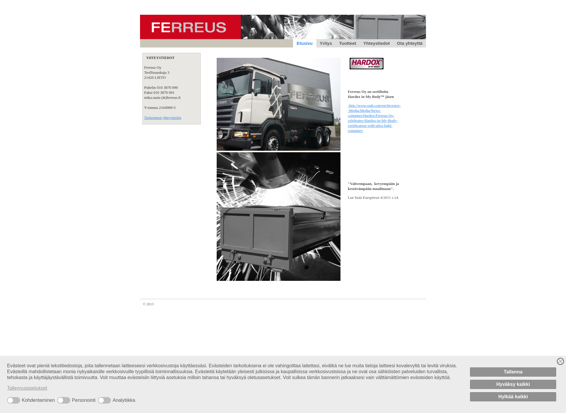 Skärmdump för ferreus.fi