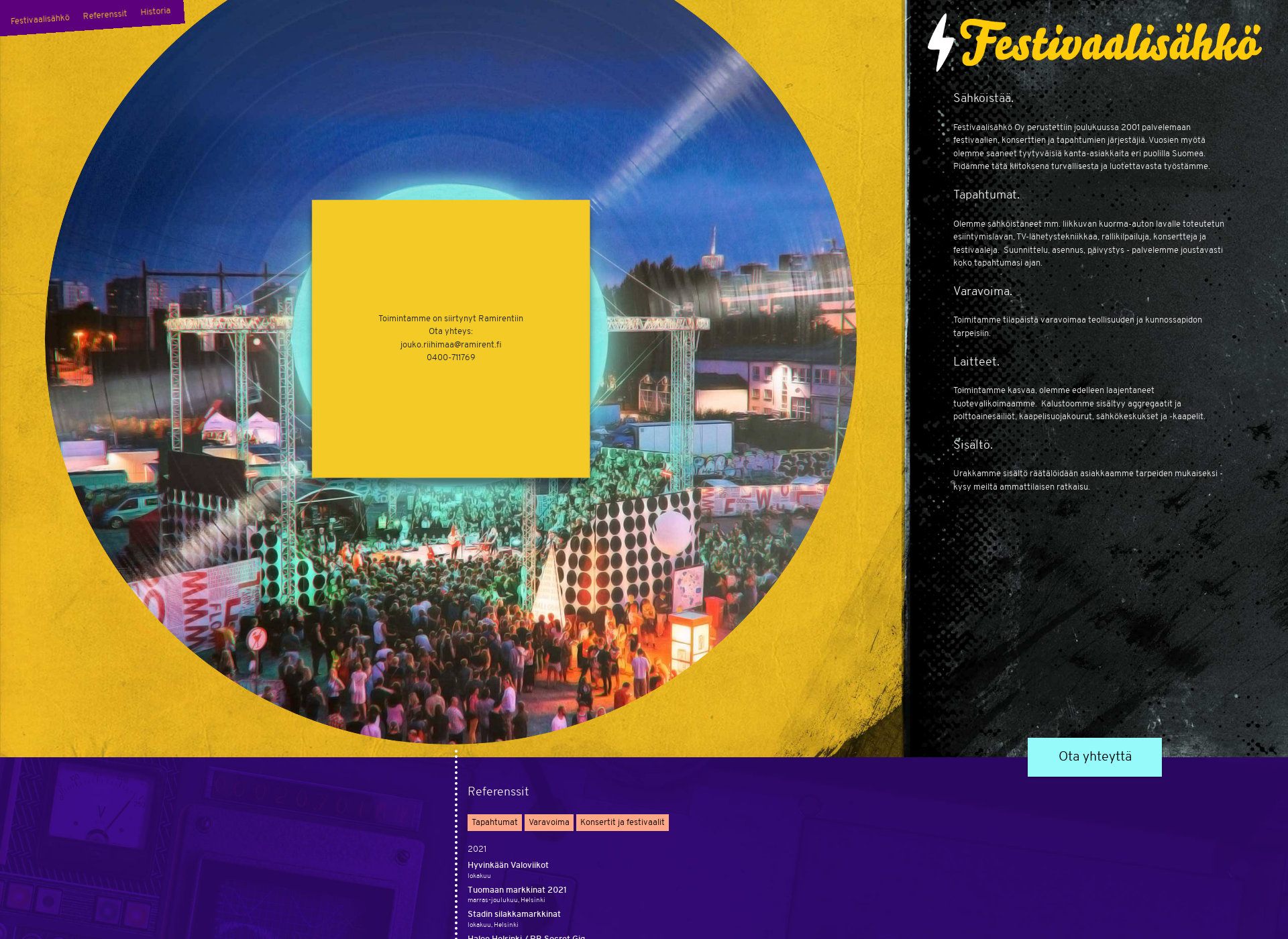 Skärmdump för festivalelectrics.fi