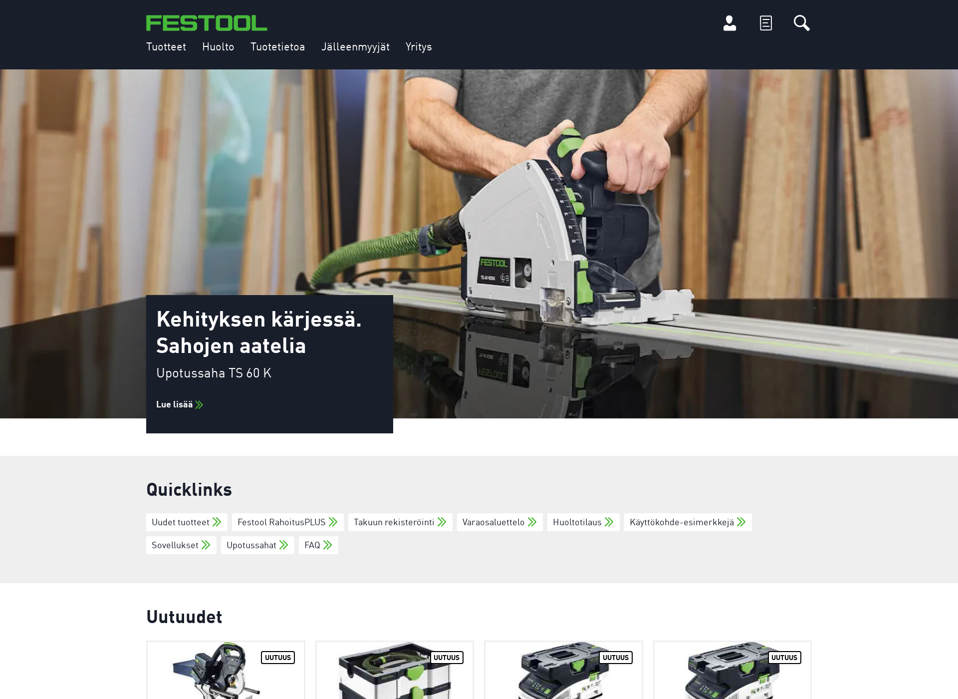 Skärmdump för festool.fi