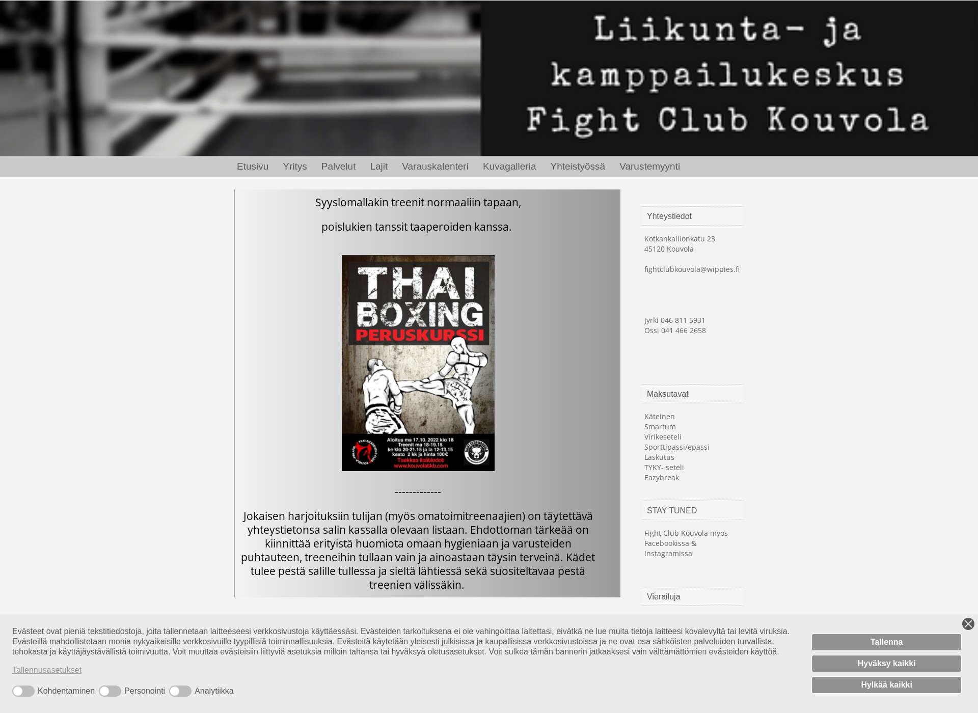 Skärmdump för fightclubkouvola.com