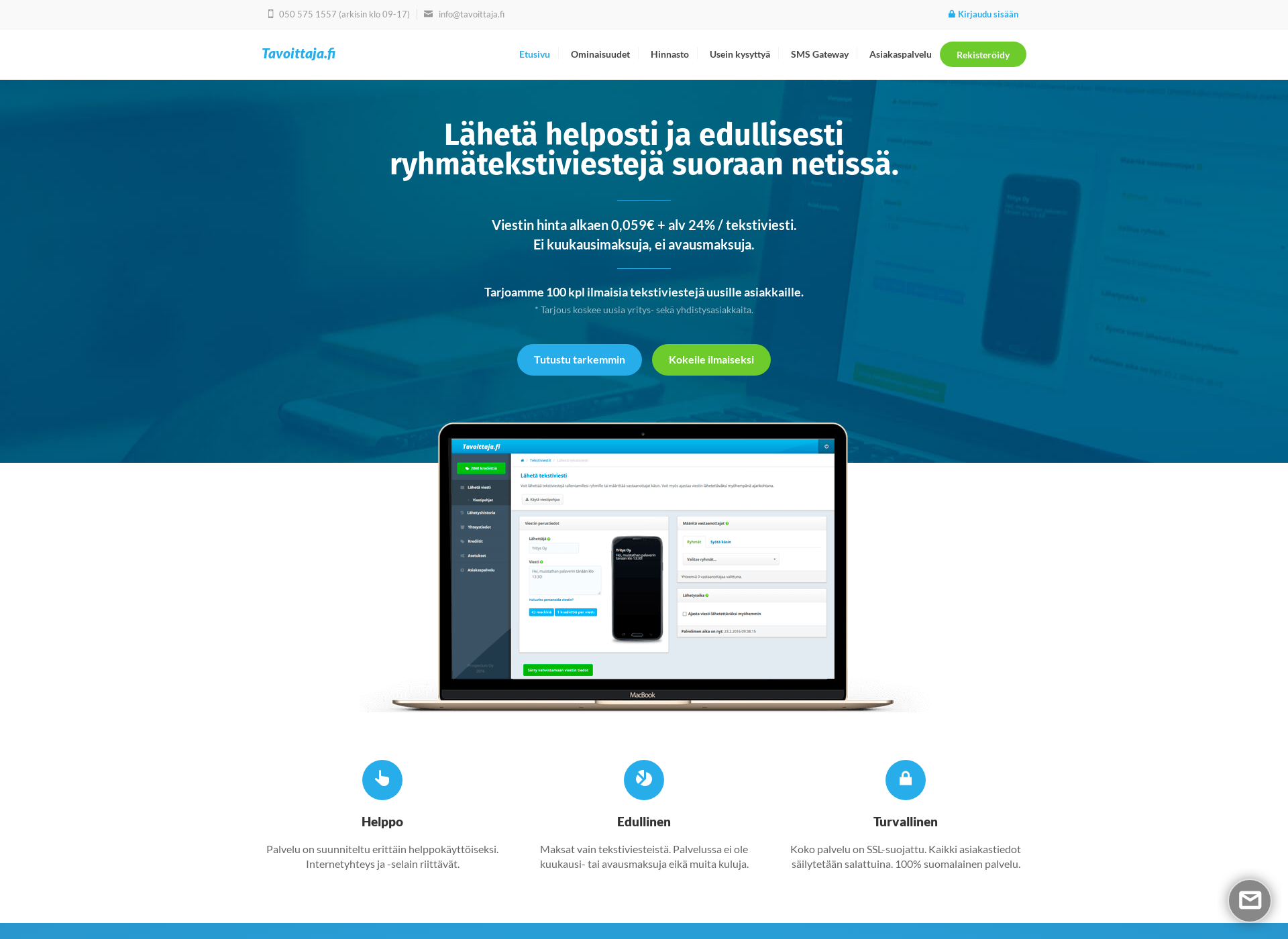 Skärmdump för fiksuviesti.fi