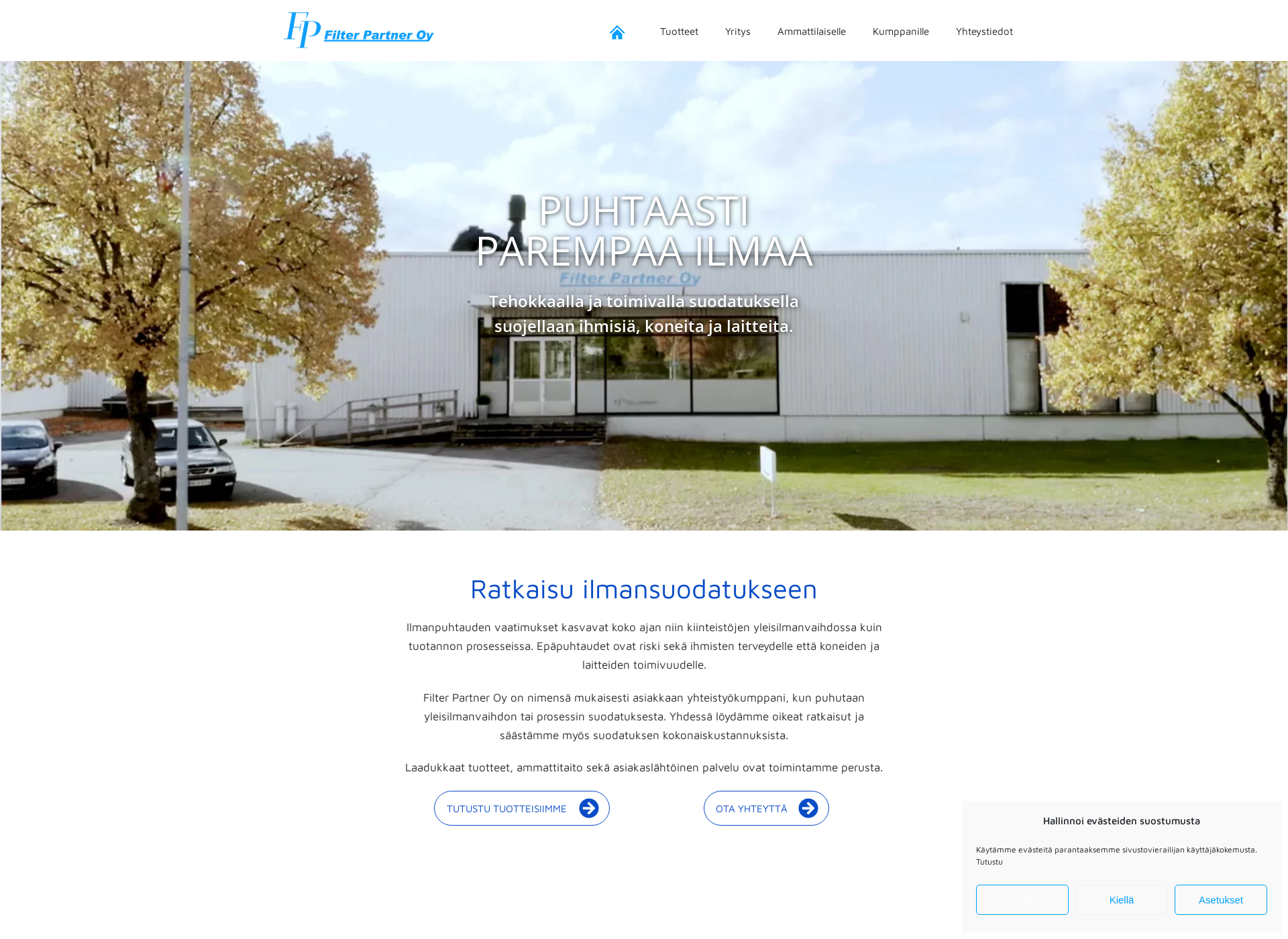 Skärmdump för filterpartner.fi