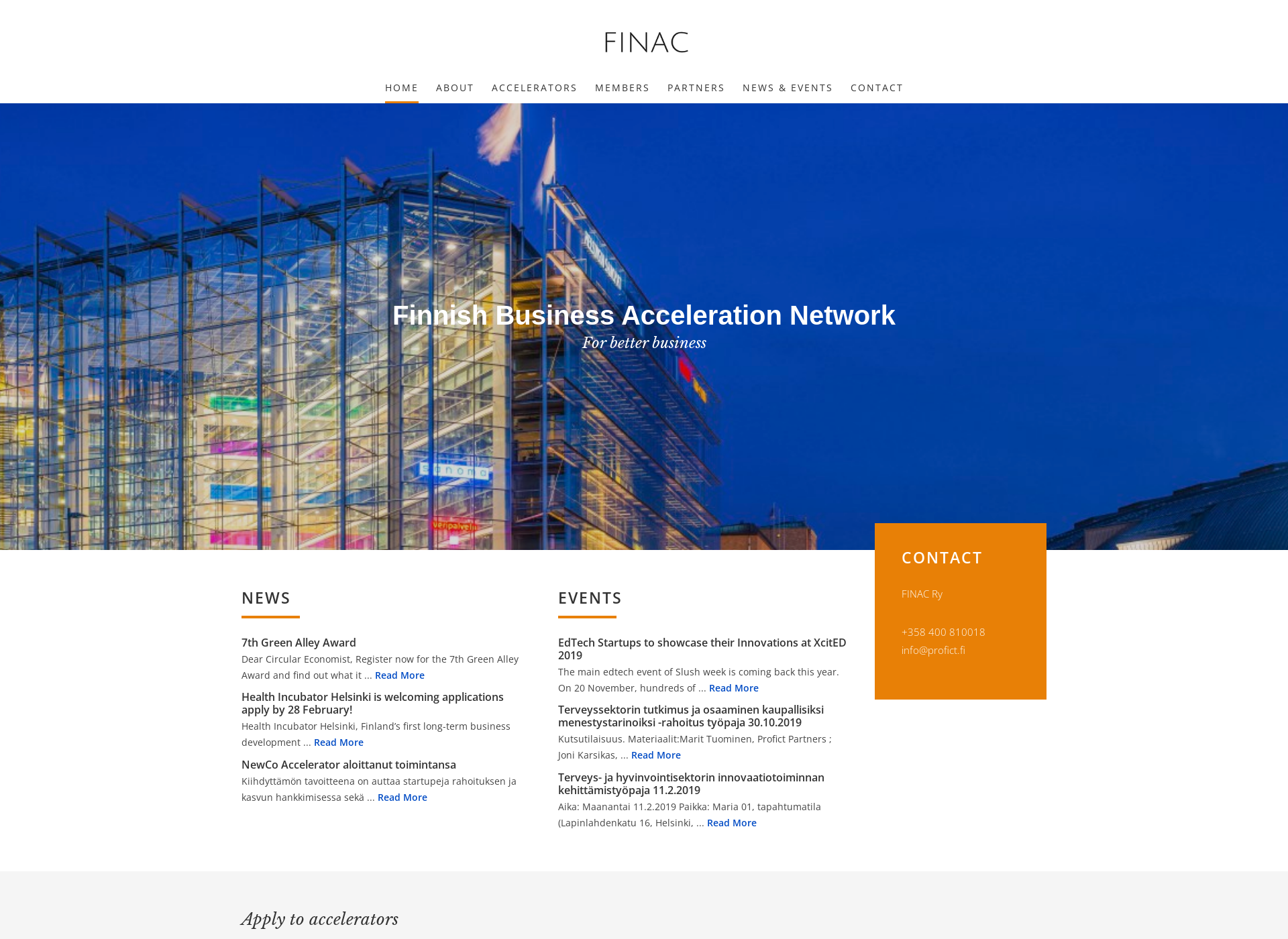 Skärmdump för finac.fi