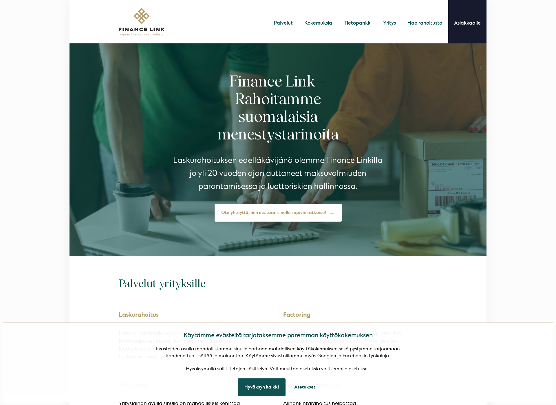 Skärmdump för financelink.fi