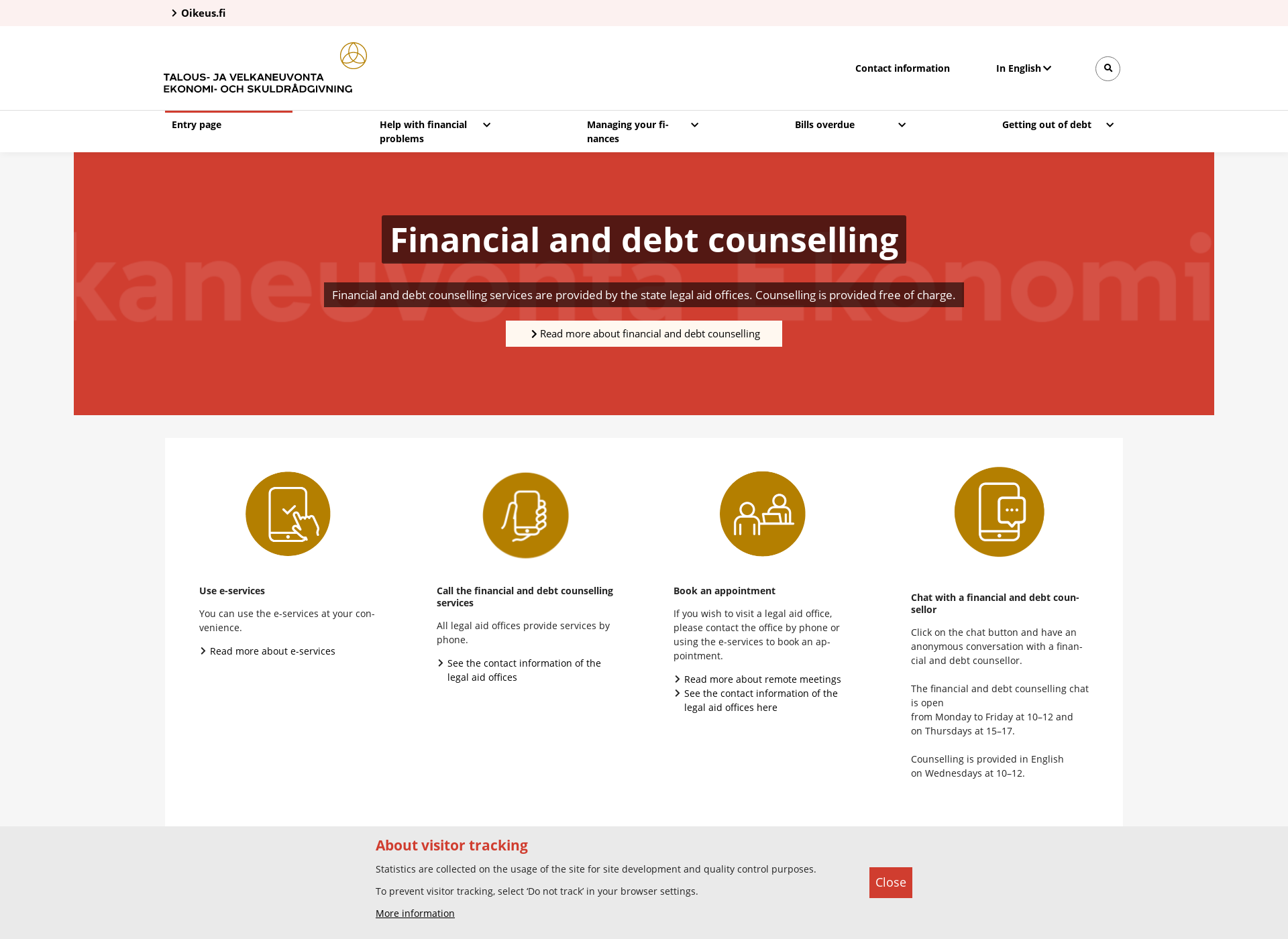 Screenshot for financialanddebtcounselling.fi