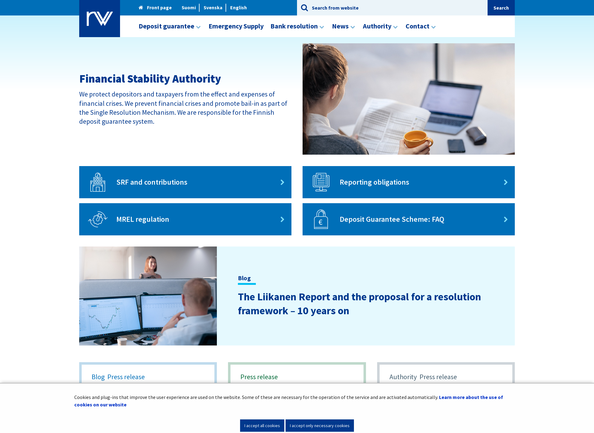 Skärmdump för financialstability.fi