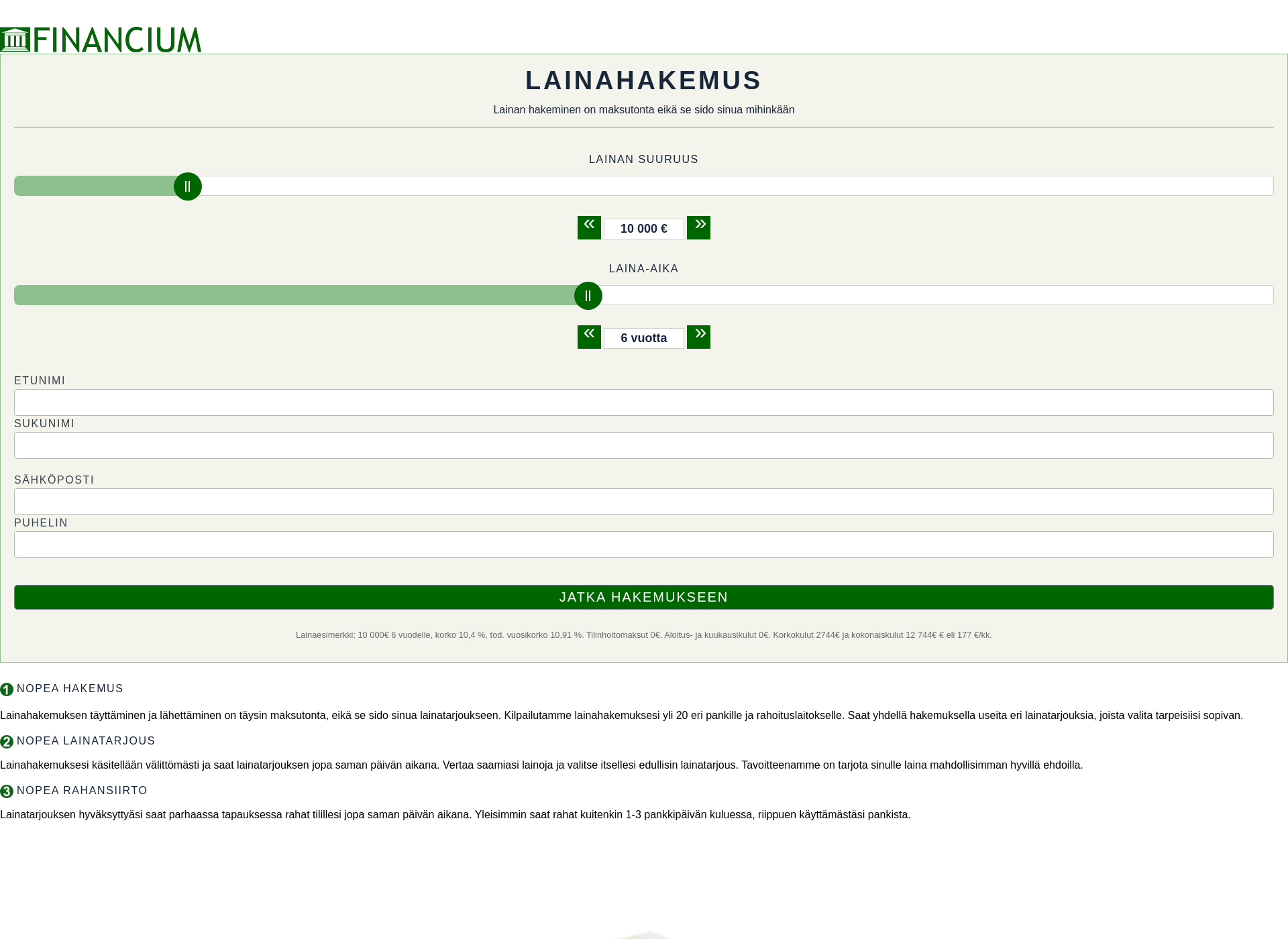 Screenshot for financium.fi