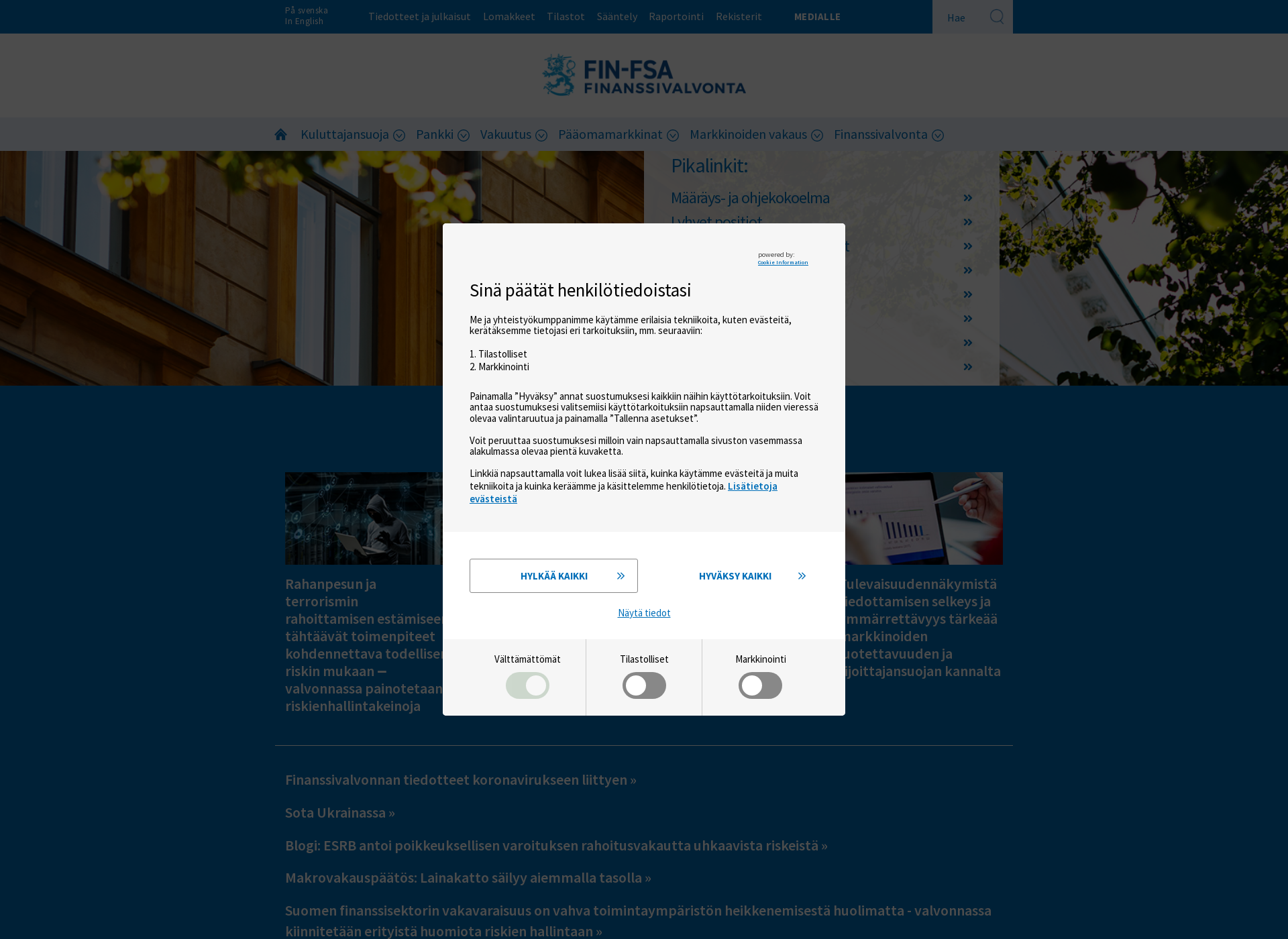 Screenshot for finanssivalvonta.fi