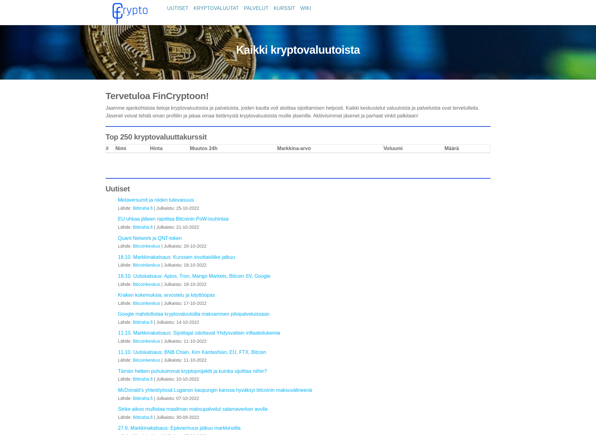 Skärmdump för fincrypto.fi