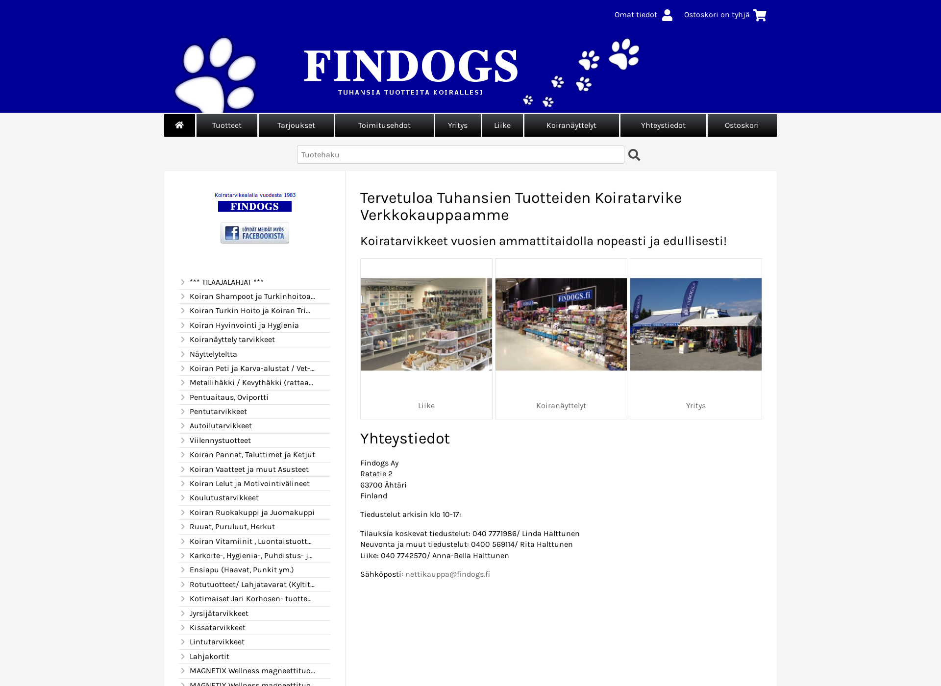 Skärmdump för findogs.fi