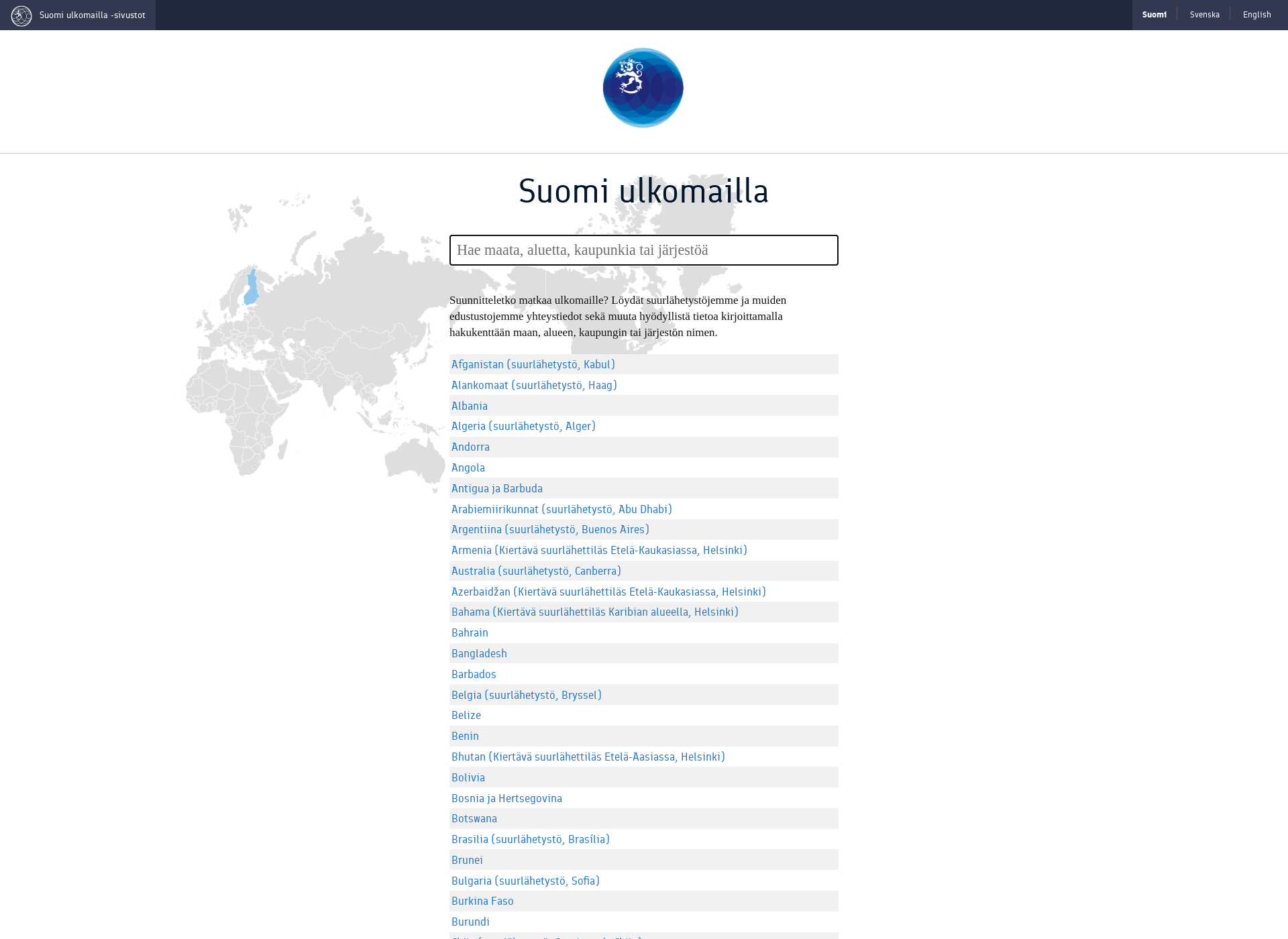 Screenshot for finlandabroad.fi