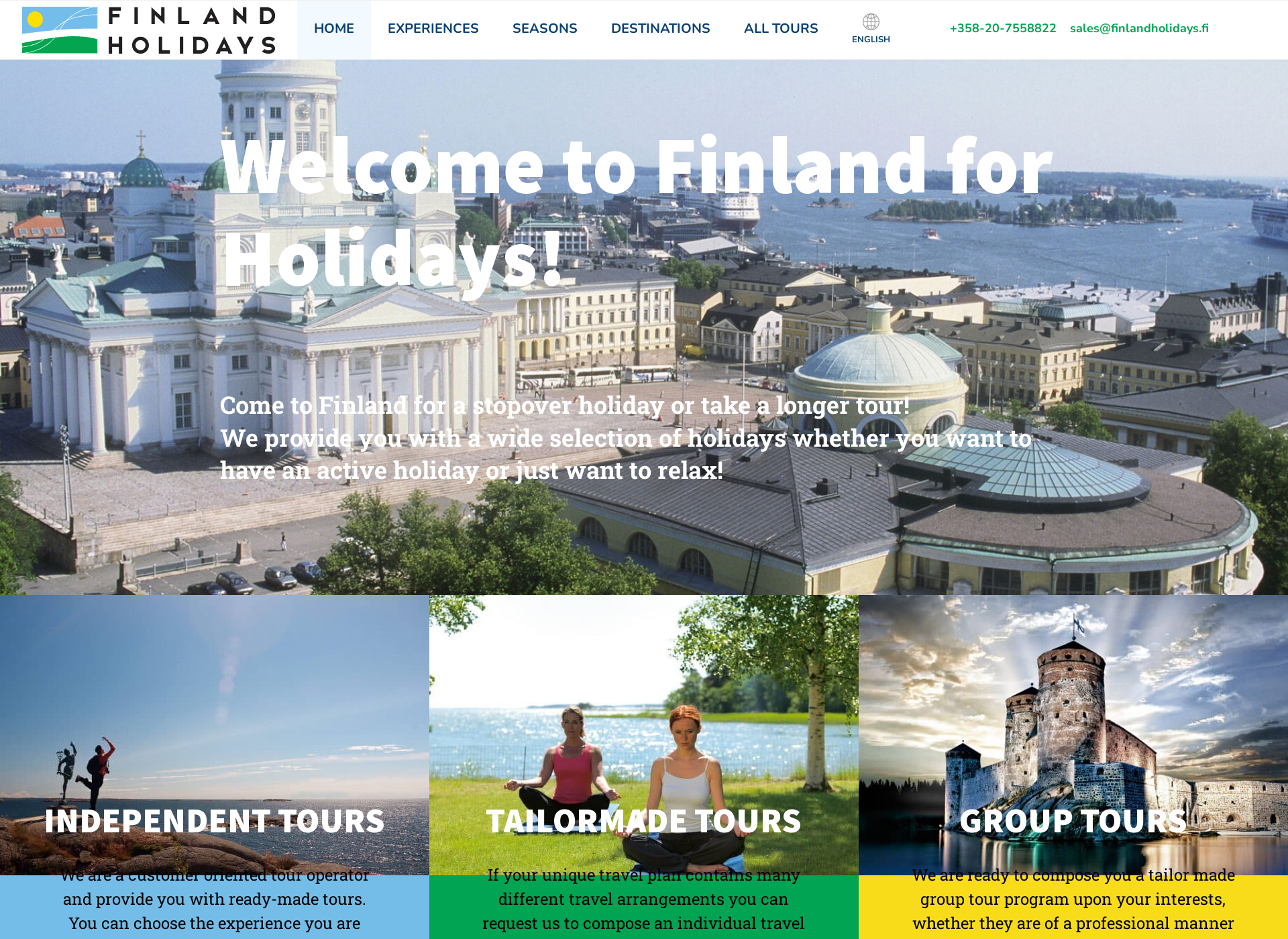Skärmdump för finlandholidays.fi