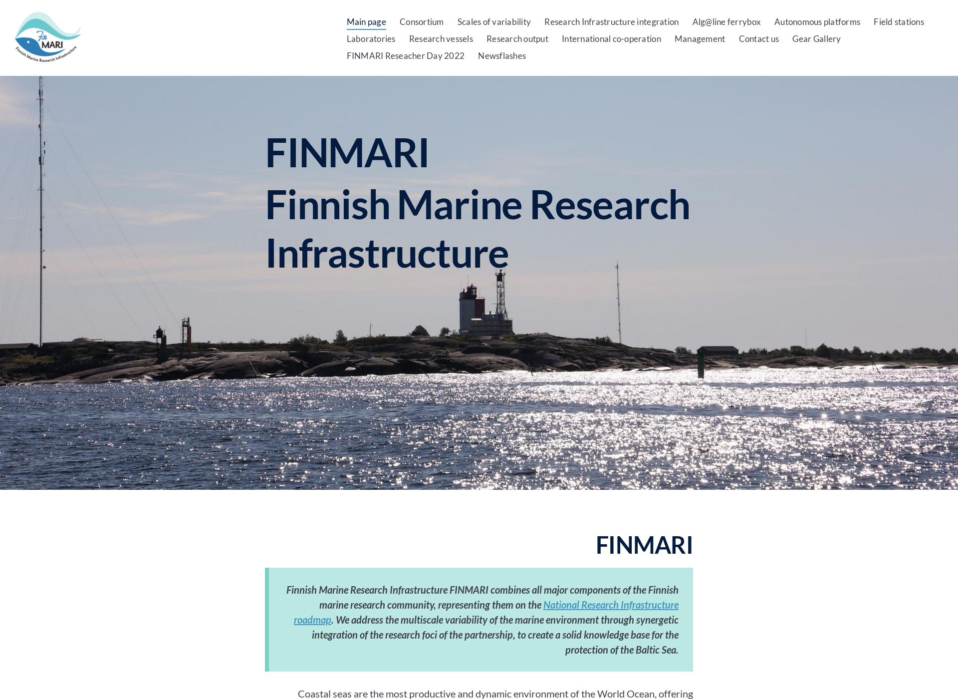Skärmdump för finmari-infrastructure.fi