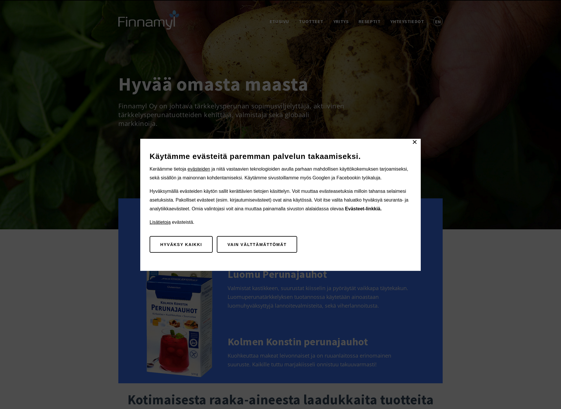 Skärmdump för finnamyl.fi