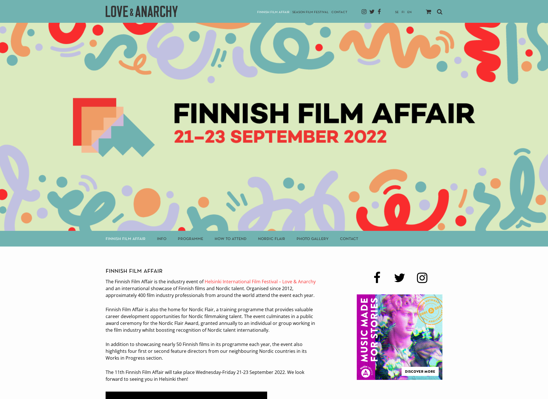 Skärmdump för finnishfilmaffair.fi