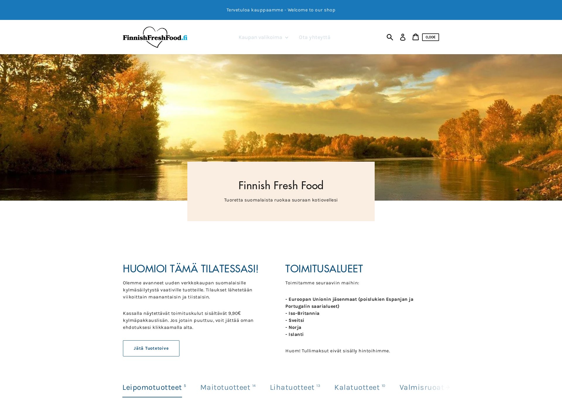 Skärmdump för finnishfreshfood.fi