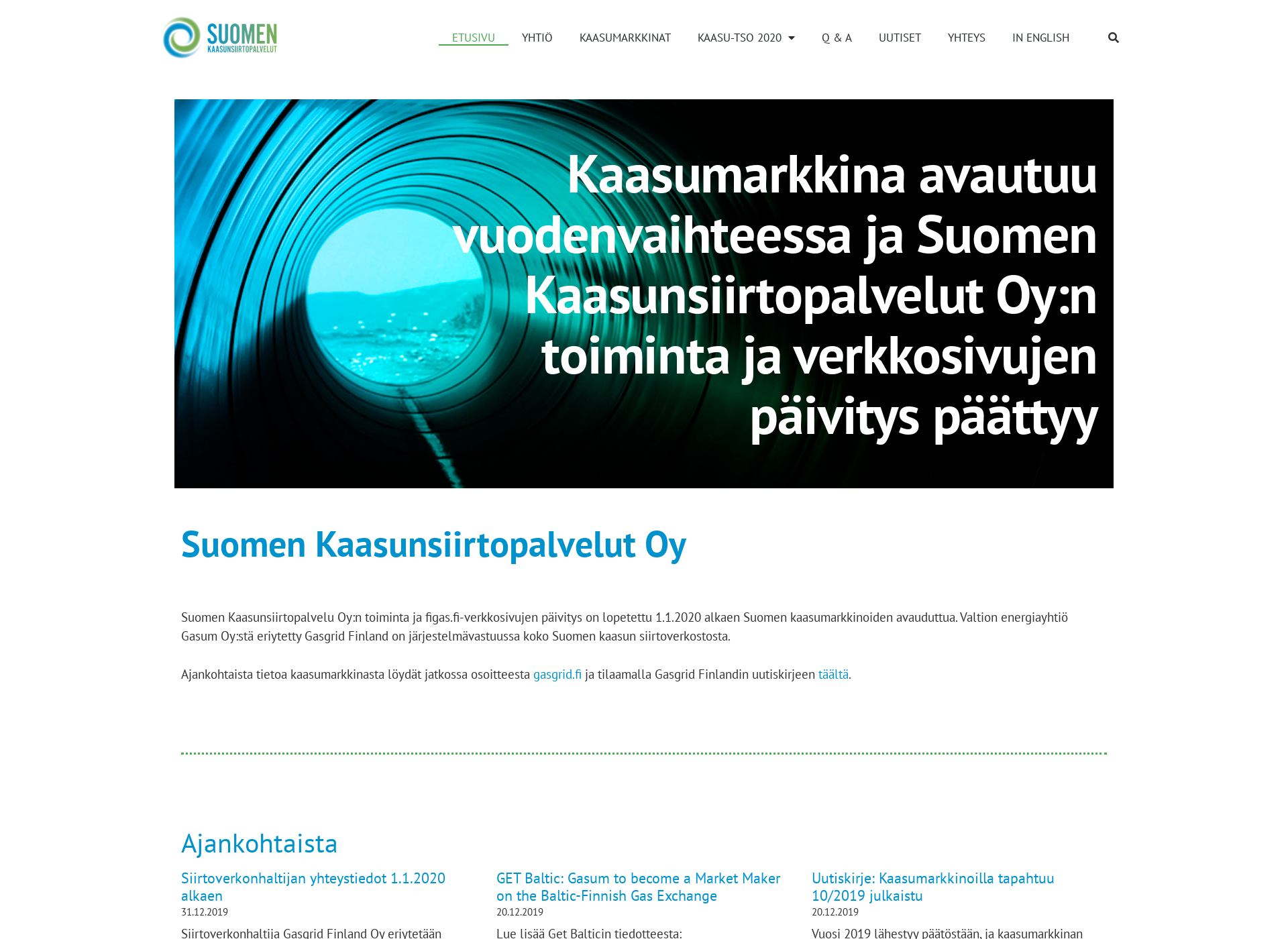 Screenshot for finnishgastransmissionservices.fi
