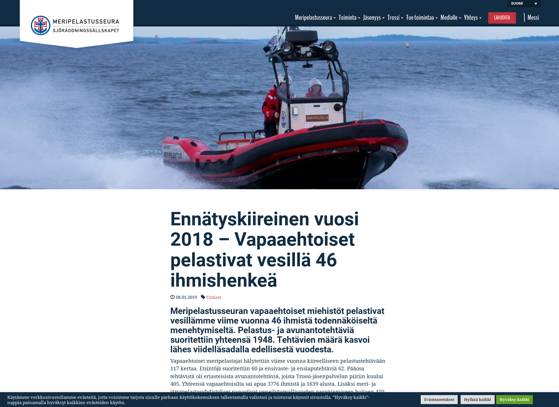 Skärmdump för finnishlifeboatinstitution.fi