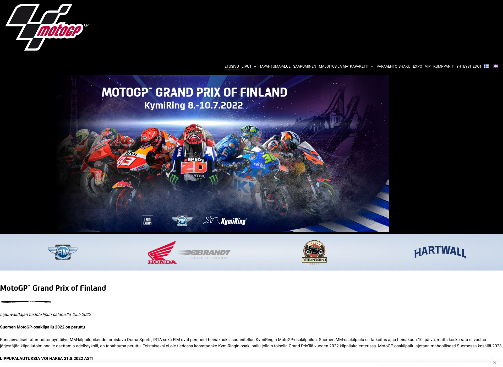 Screenshot for finnishmotogp.fi