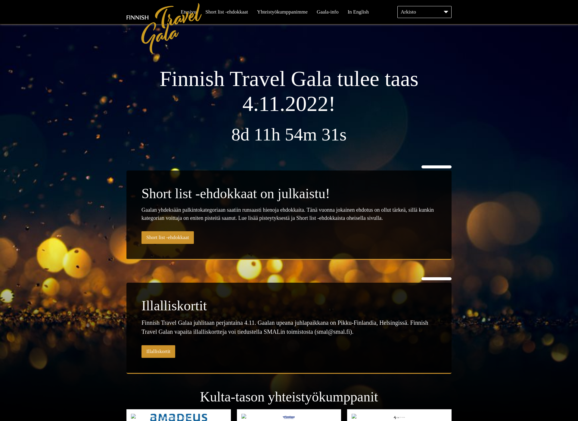 Skärmdump för finnishtravelgala.fi