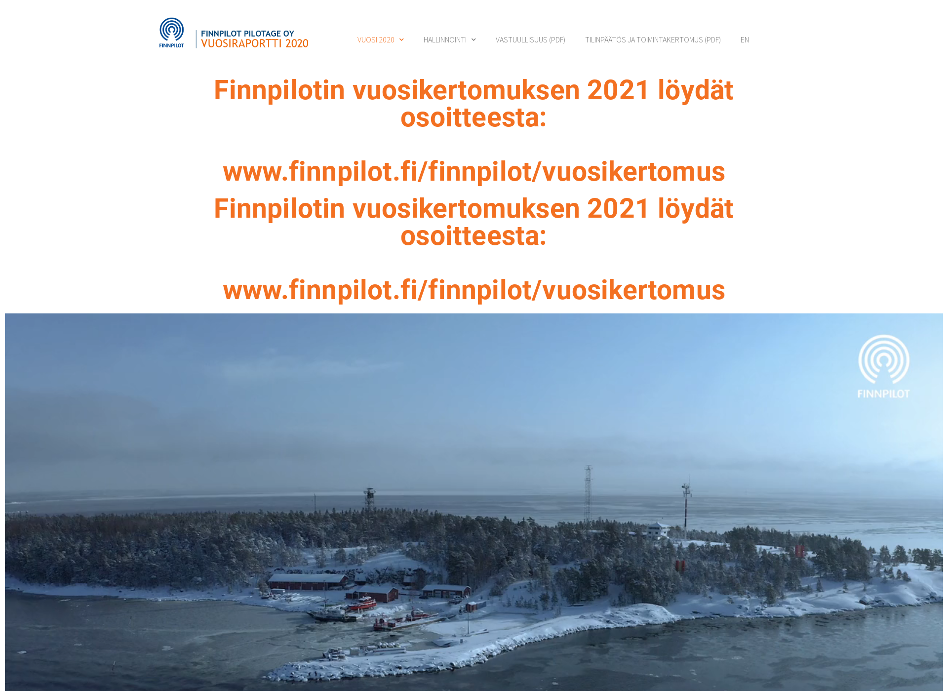 Skärmdump för finnpilotvuosiraportti.fi