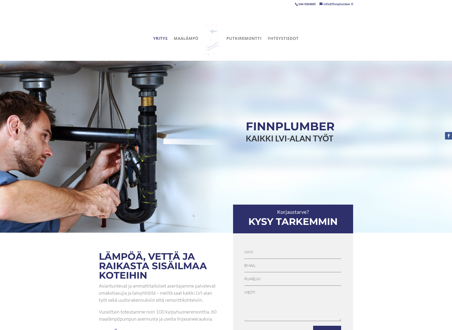 Skärmdump för finnplumber.fi