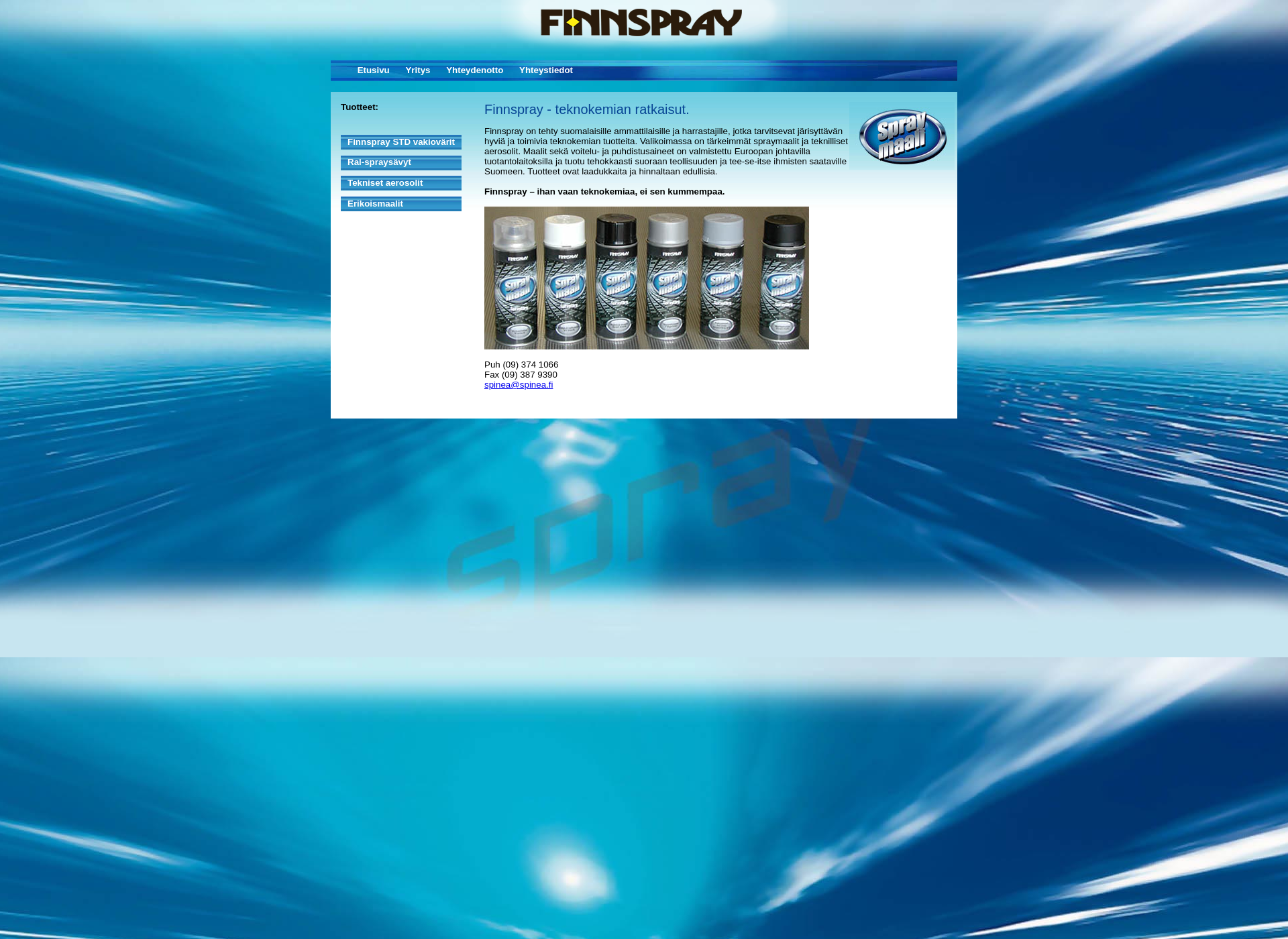Screenshot for finnspray.fi