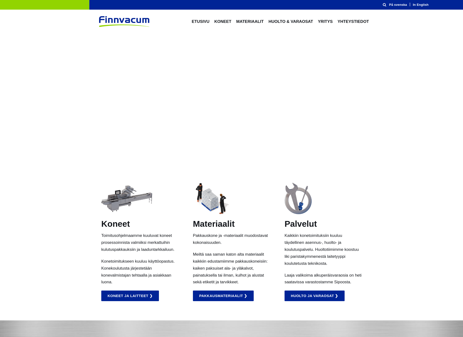 Skärmdump för finnvacum.fi