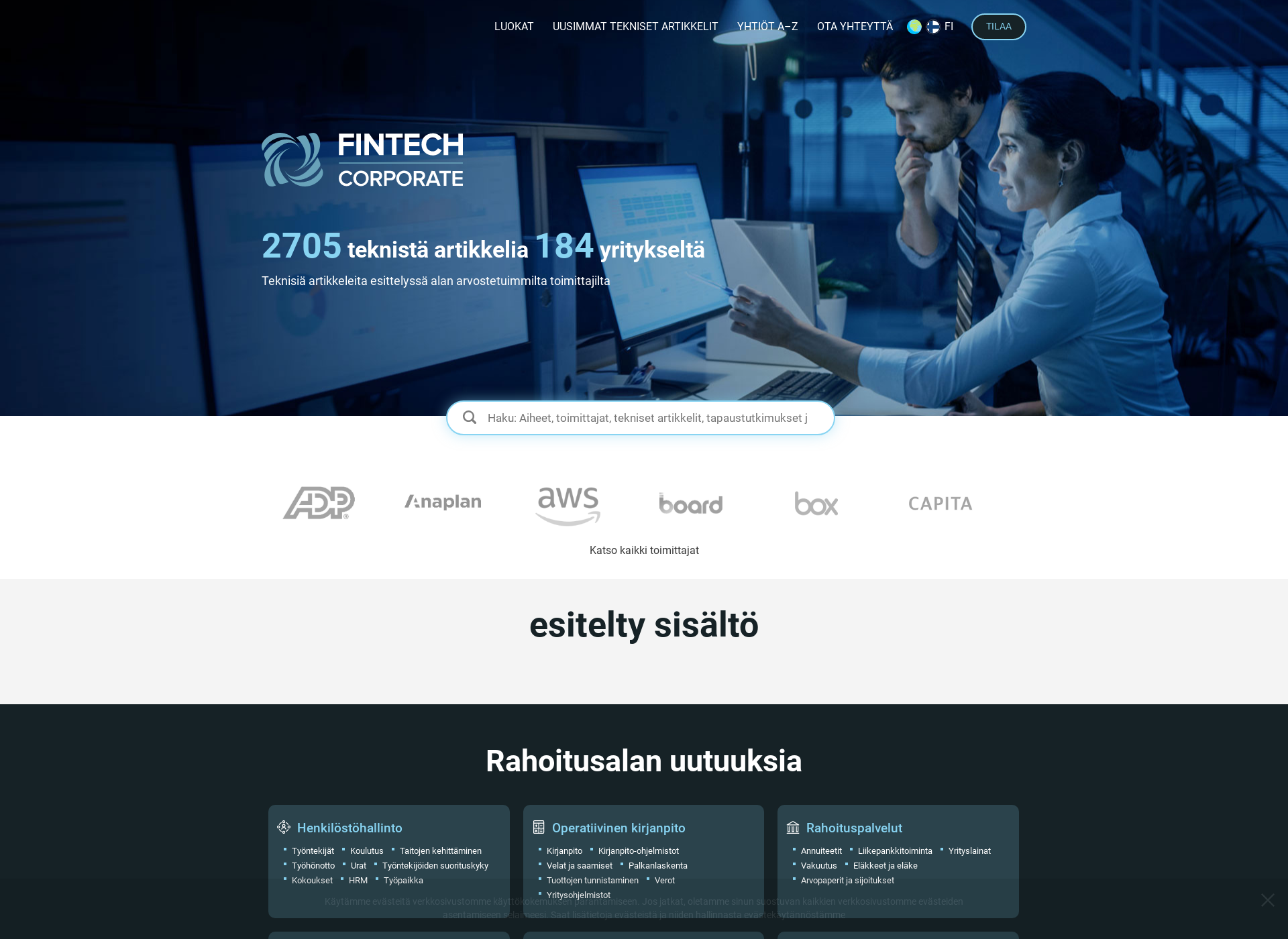Skärmdump för fintechcorporate.fi