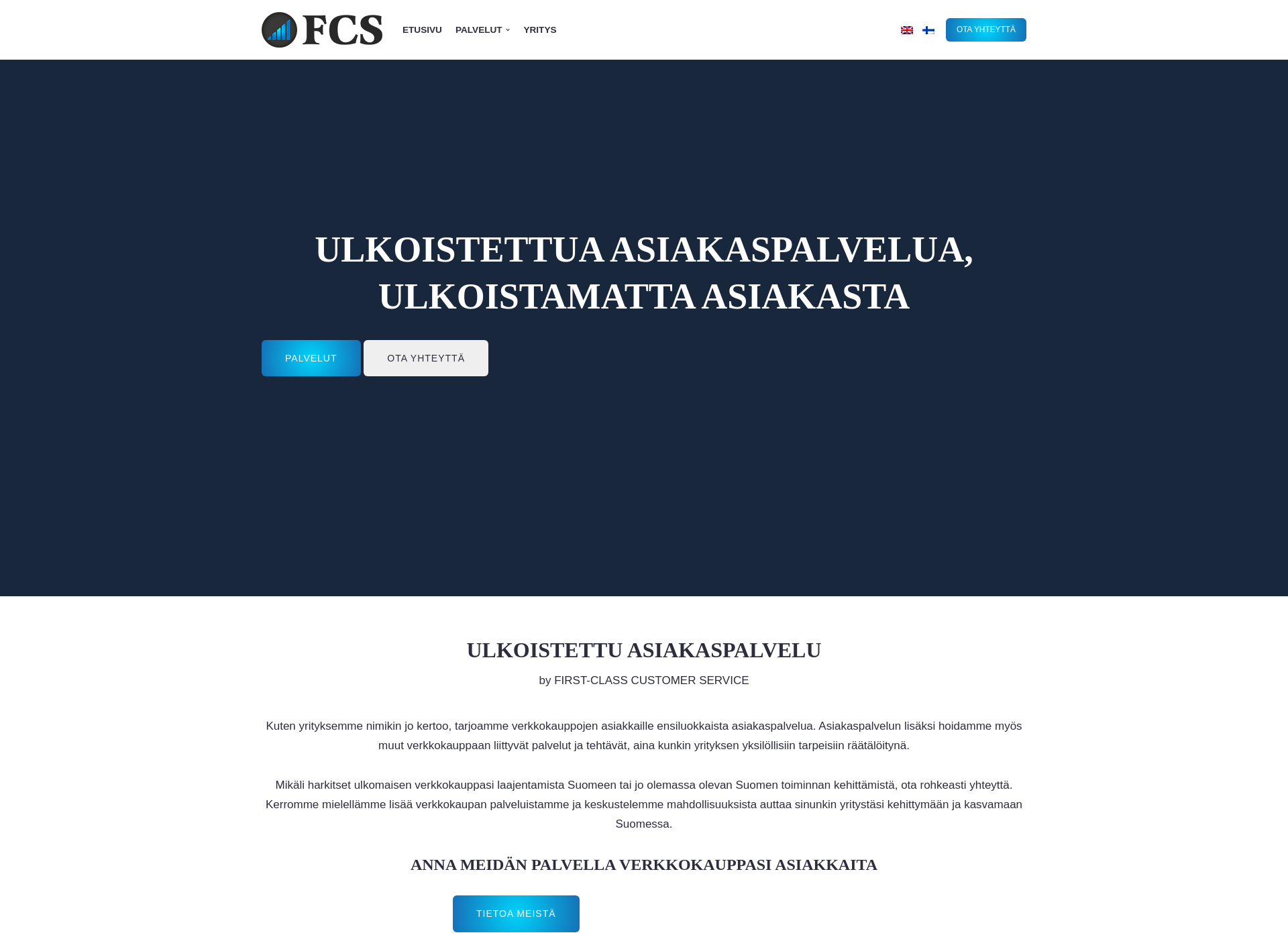 Skärmdump för firstclasscustomerservice.fi