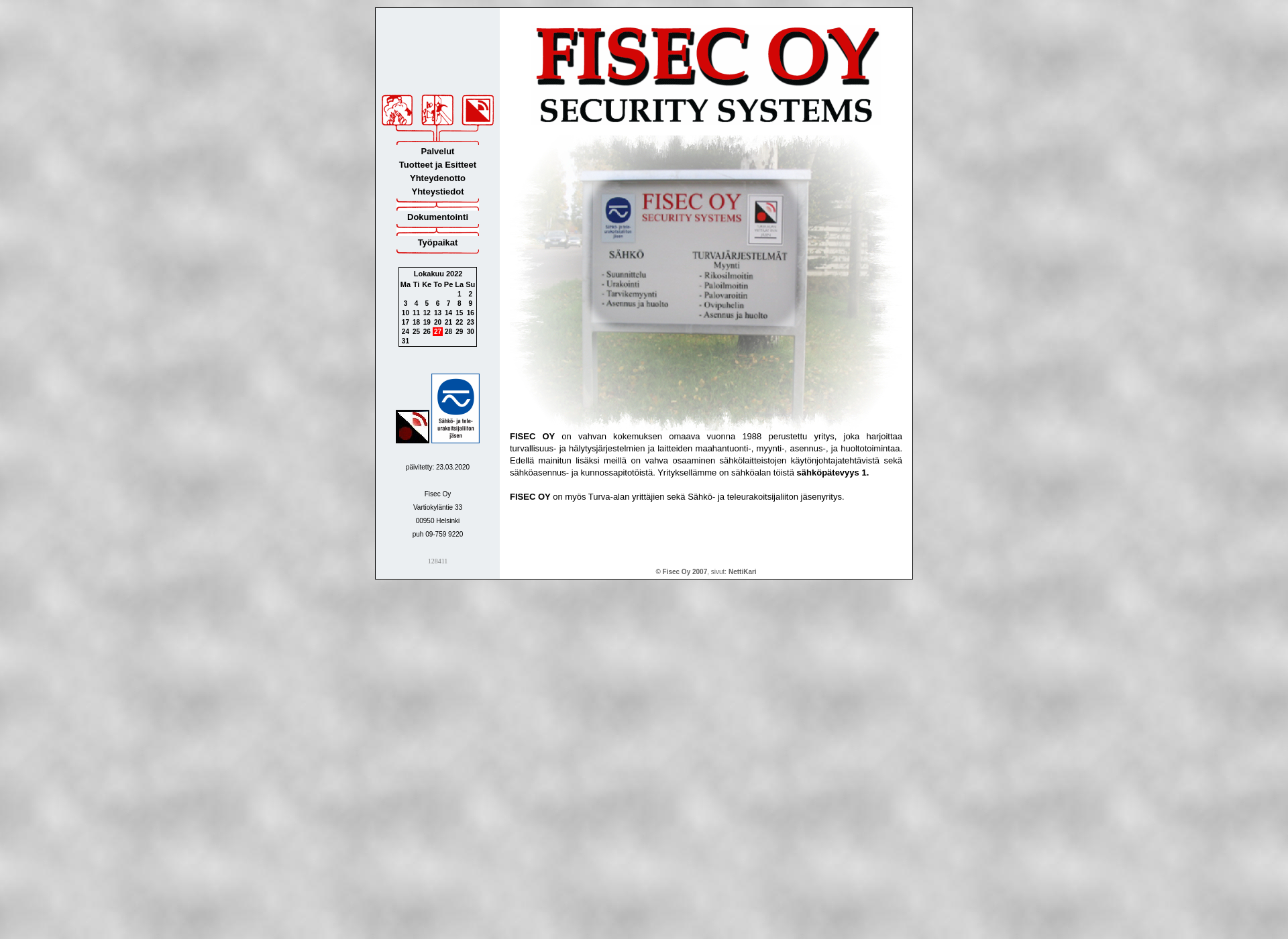 Skärmdump för fisec.fi