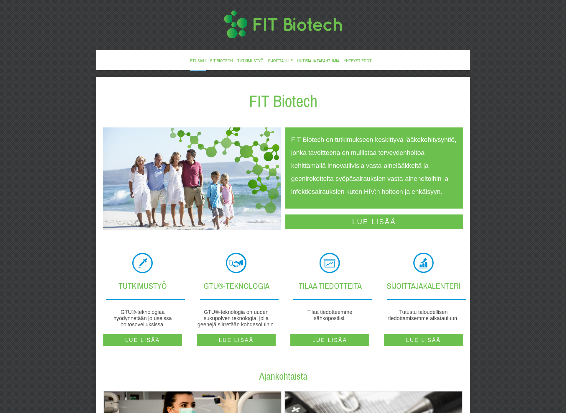 Skärmdump för fitbiotech.fi