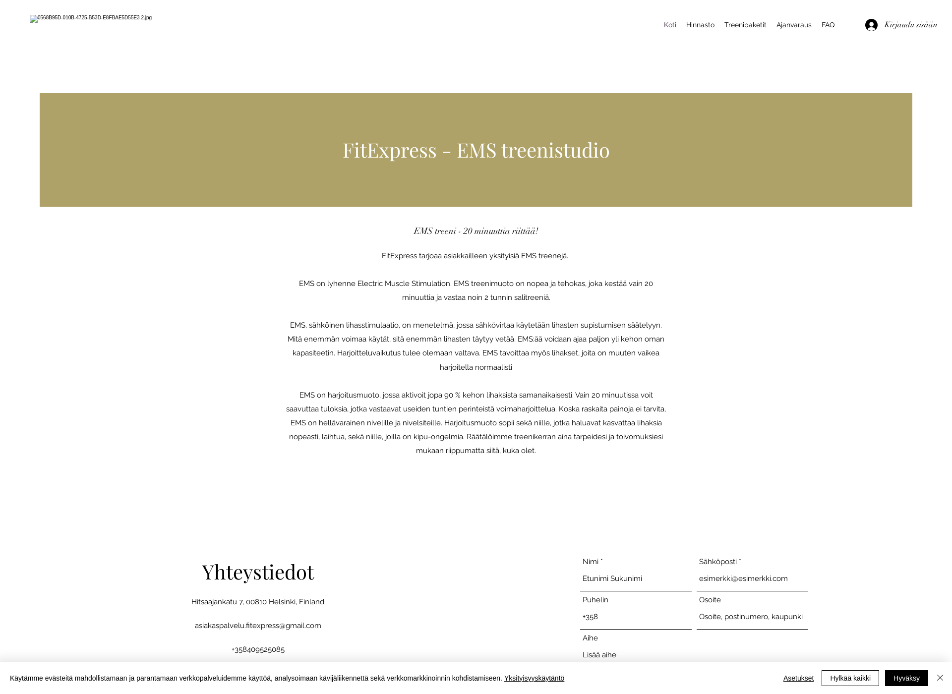 Skärmdump för fitexpress.fi