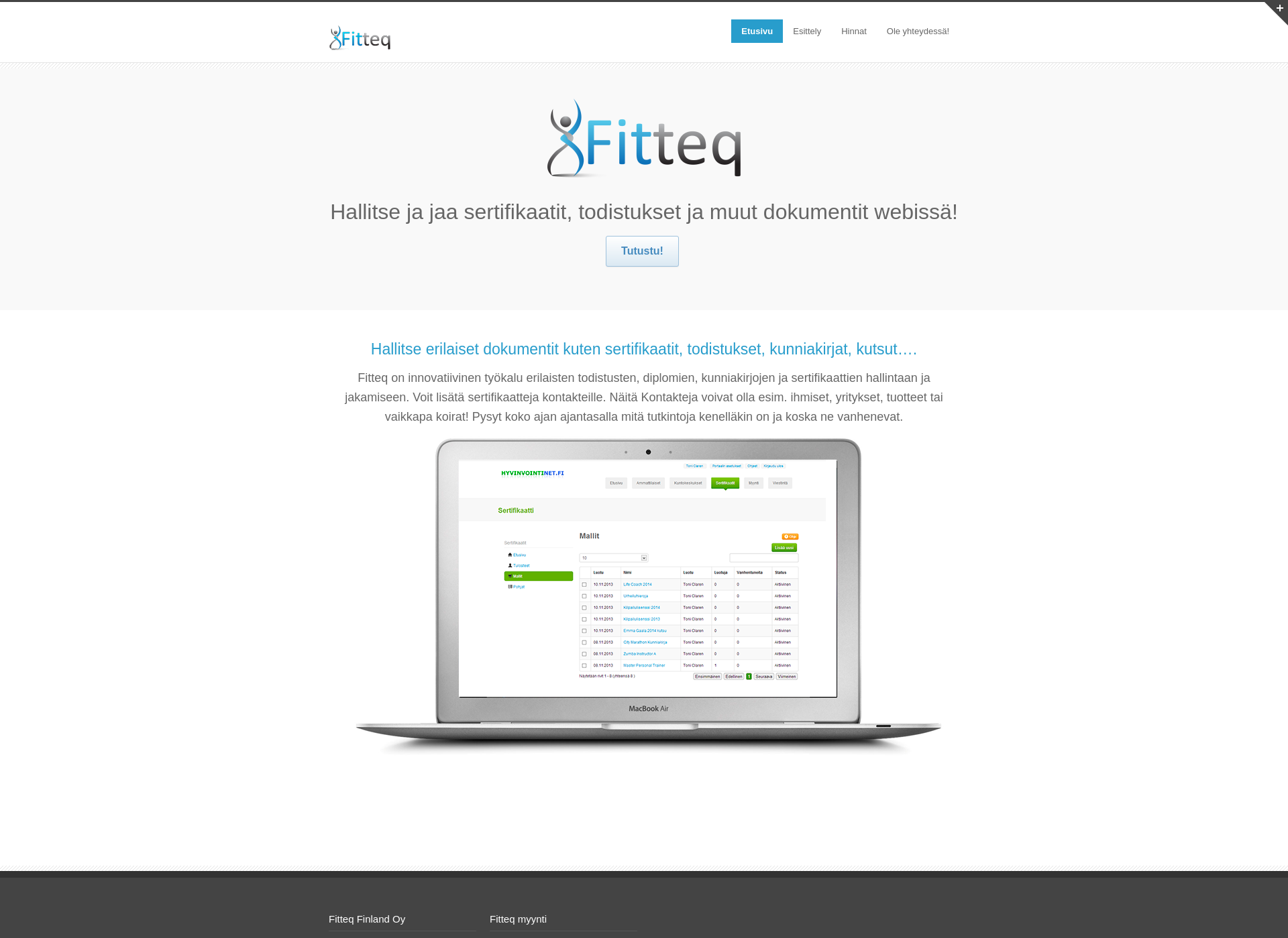 Skärmdump för fitteq.fi
