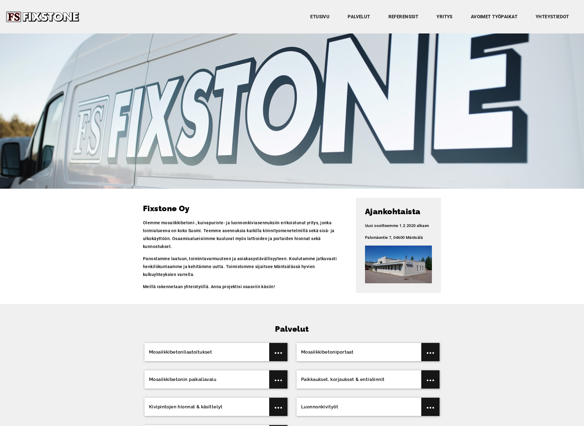 Skärmdump för fixstone.fi