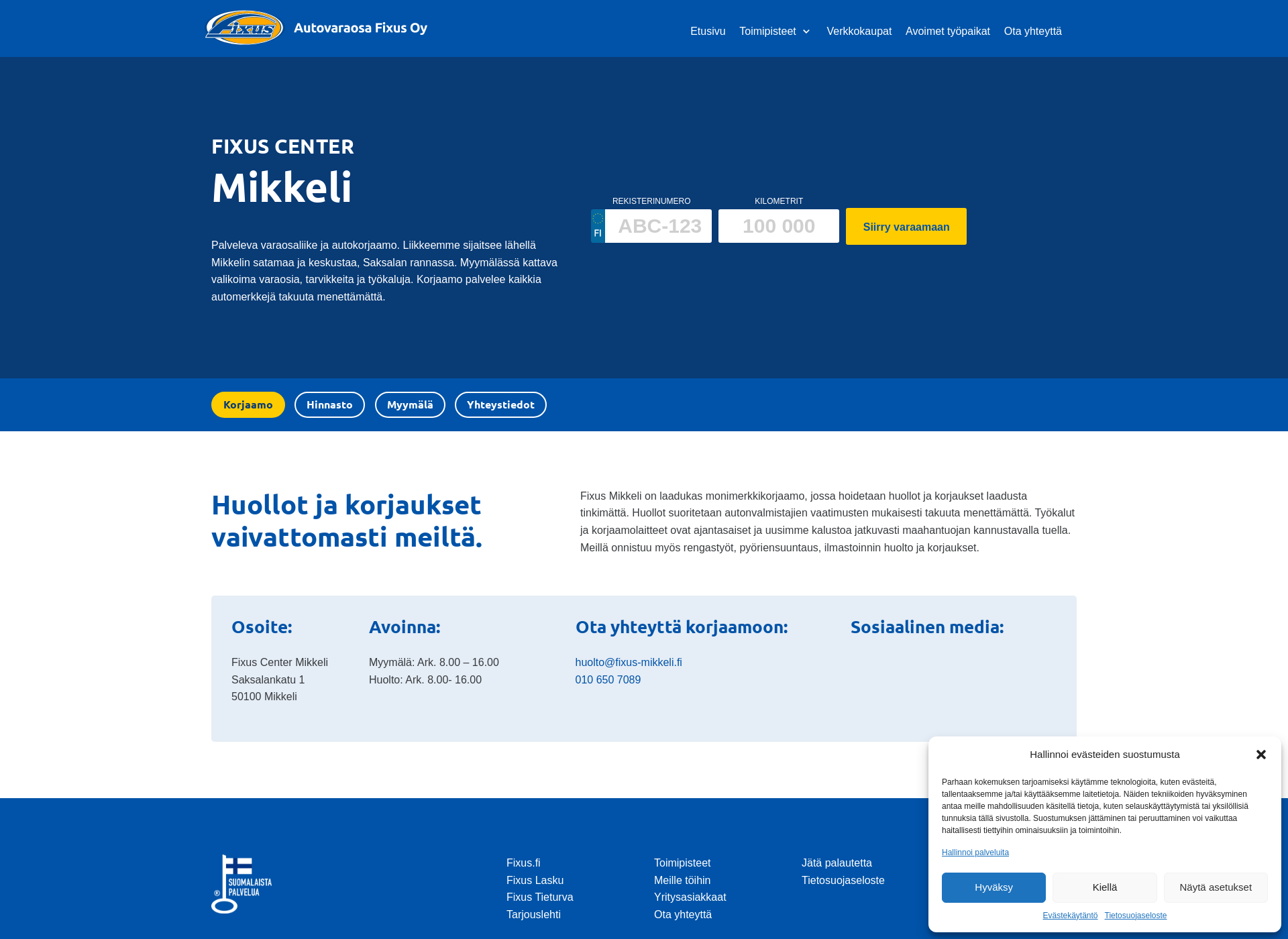 Skärmdump för fixus-mikkeli.fi