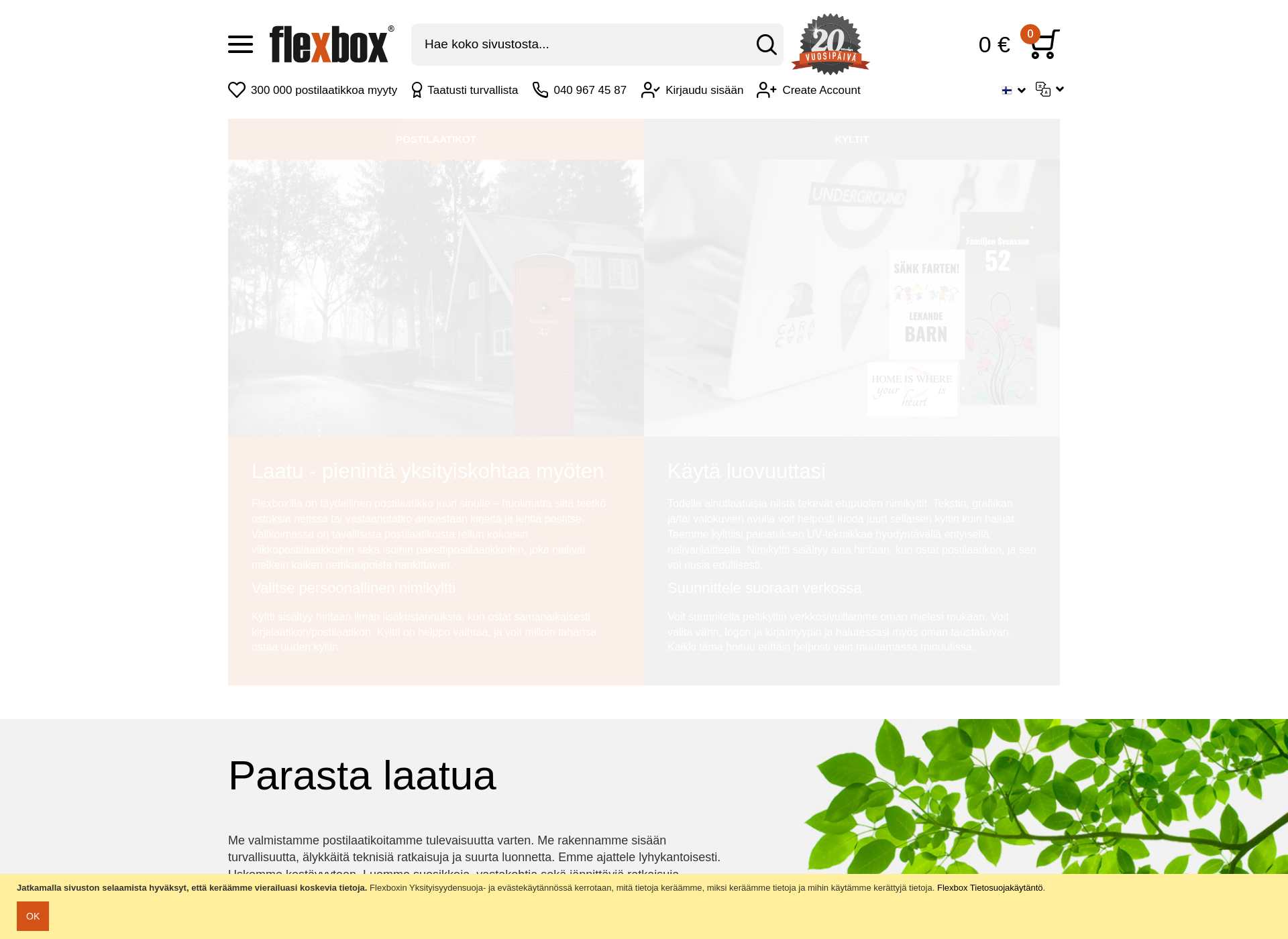 Skärmdump för flexbox.fi