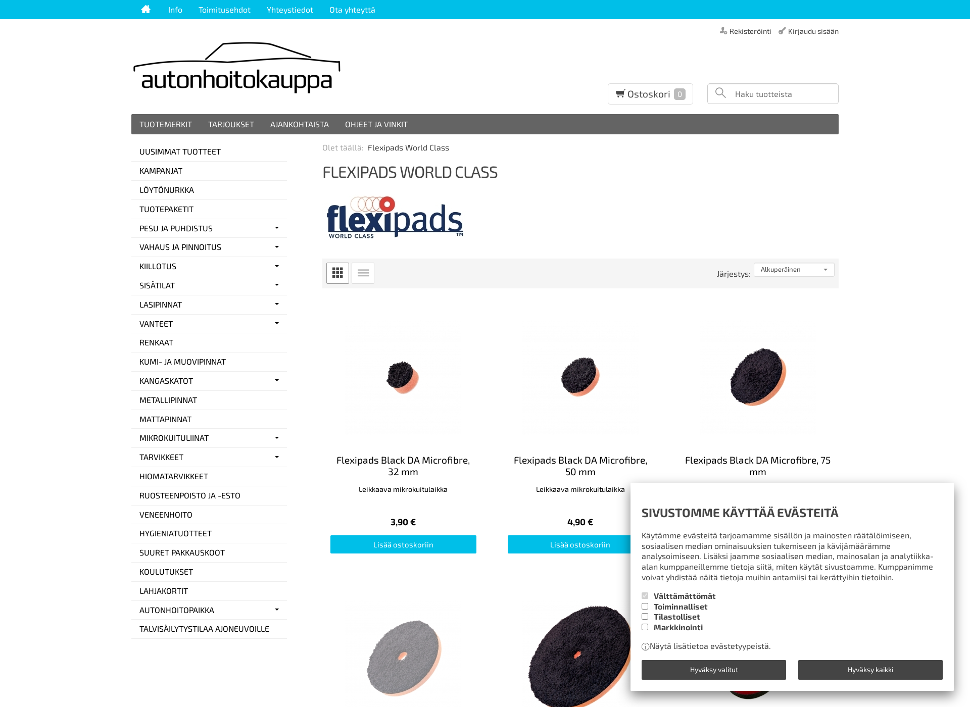 Skärmdump för flexipads.fi