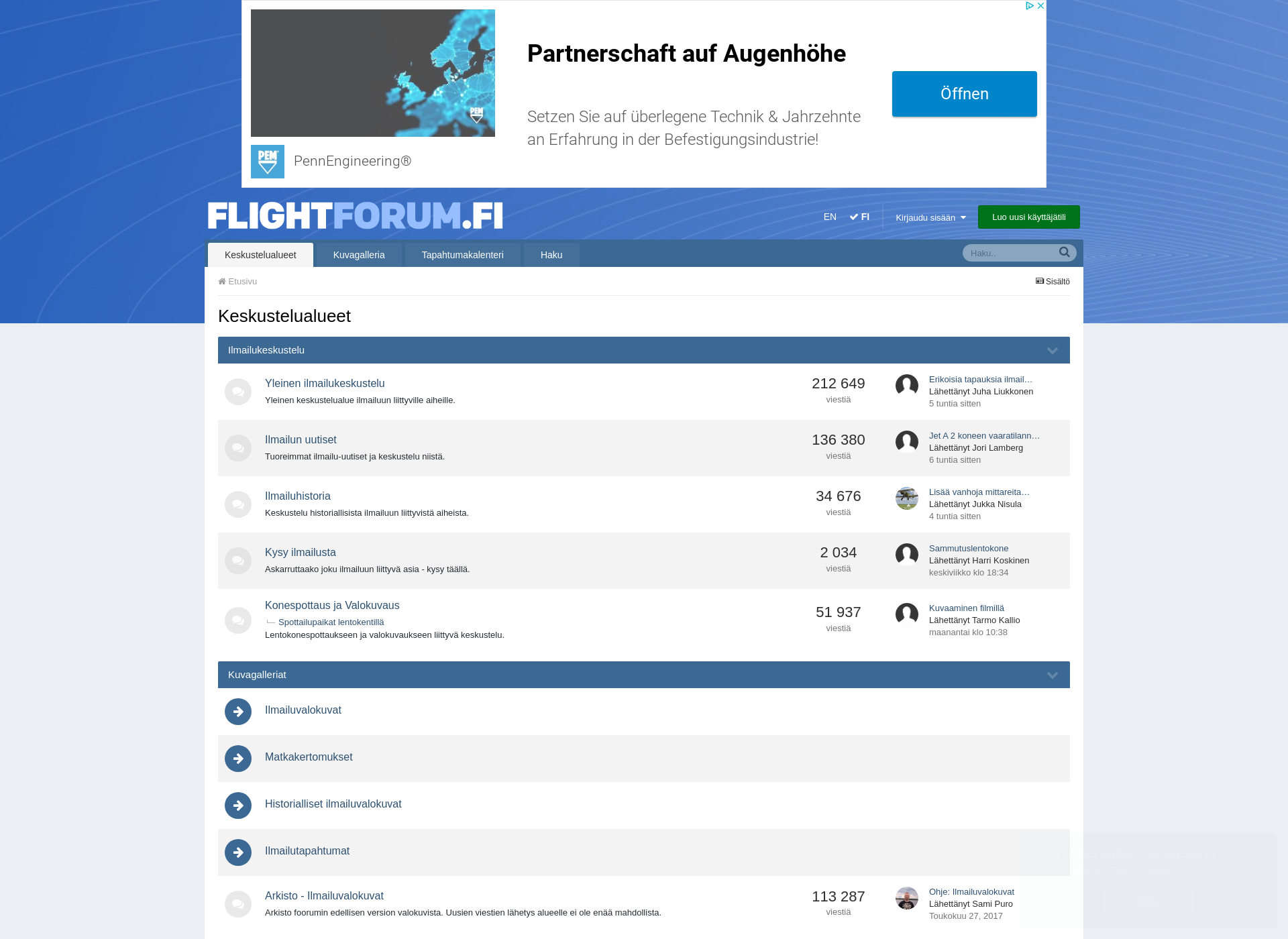 Skärmdump för flightforum.fi