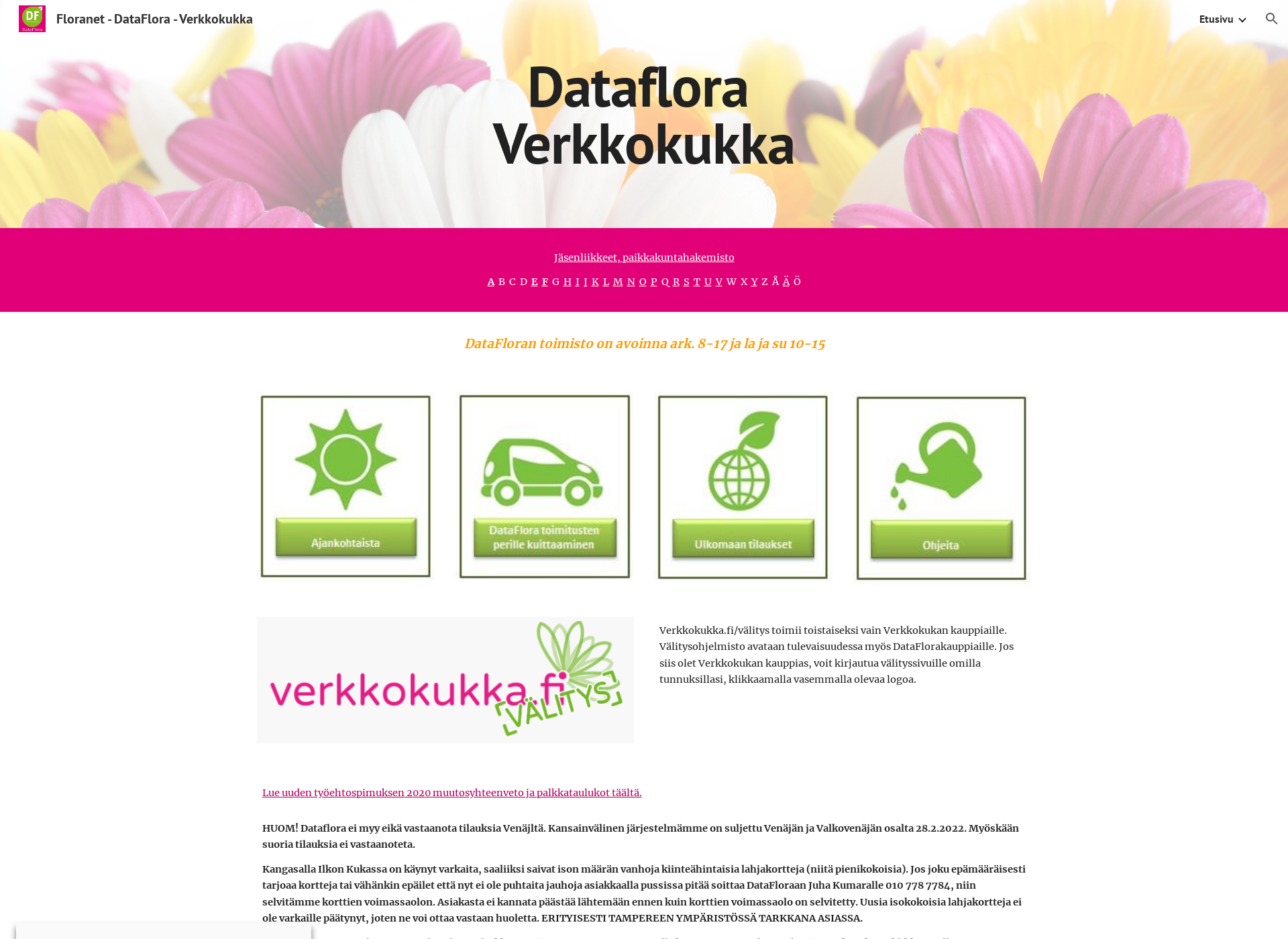Skärmdump för floranet.fi