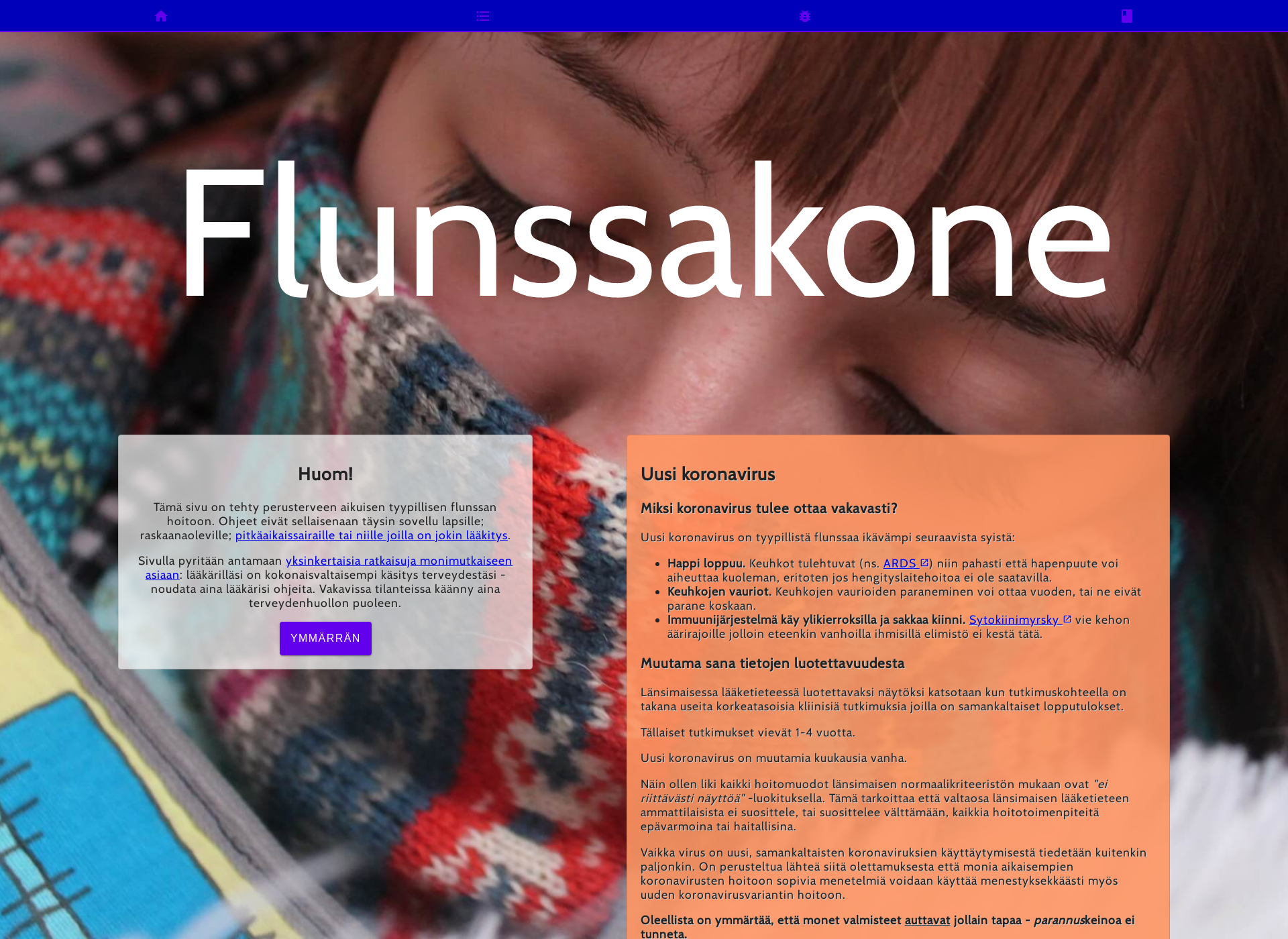 Screenshot for flunssakone.fi