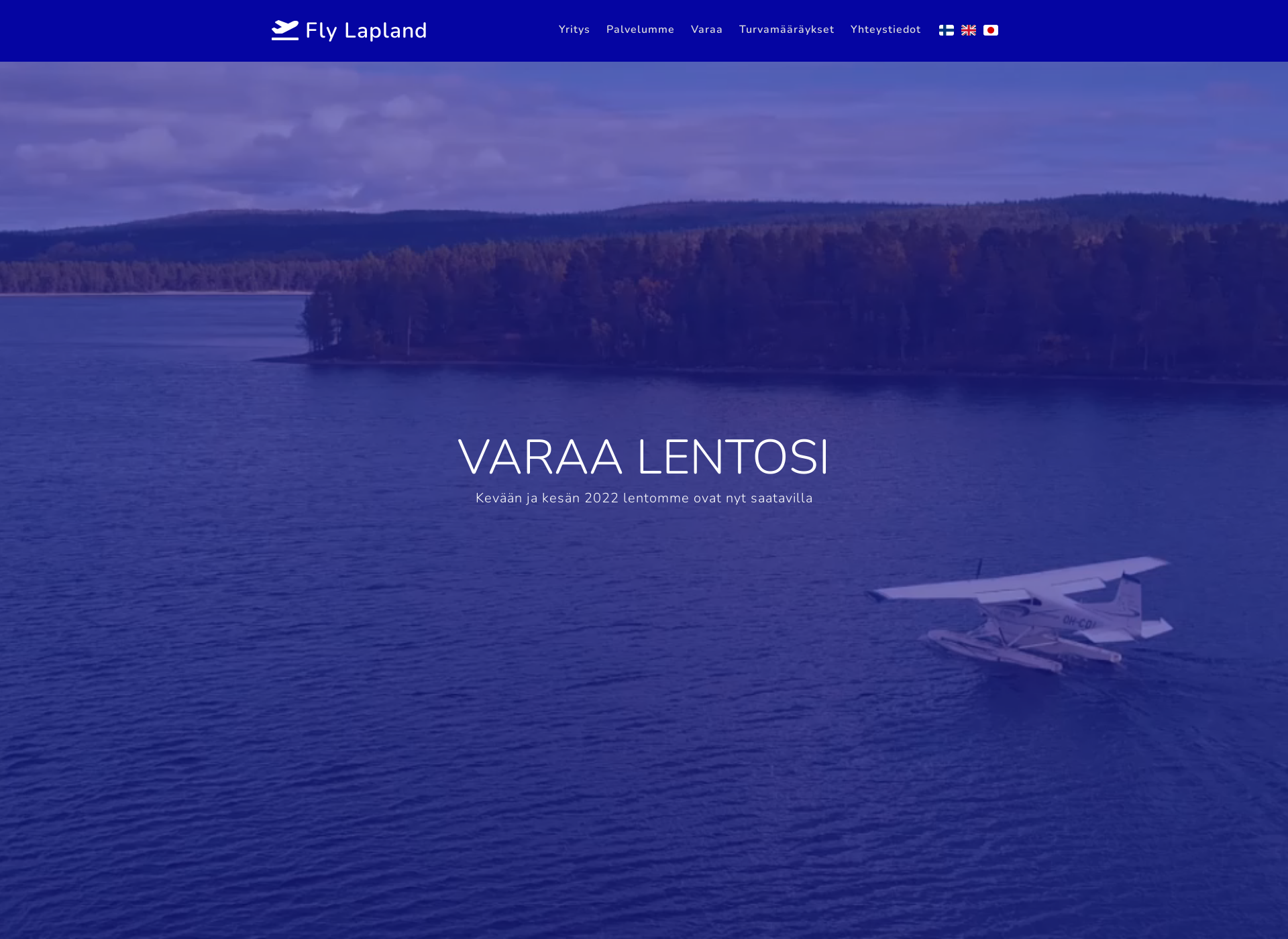 Skärmdump för flylapland.fi