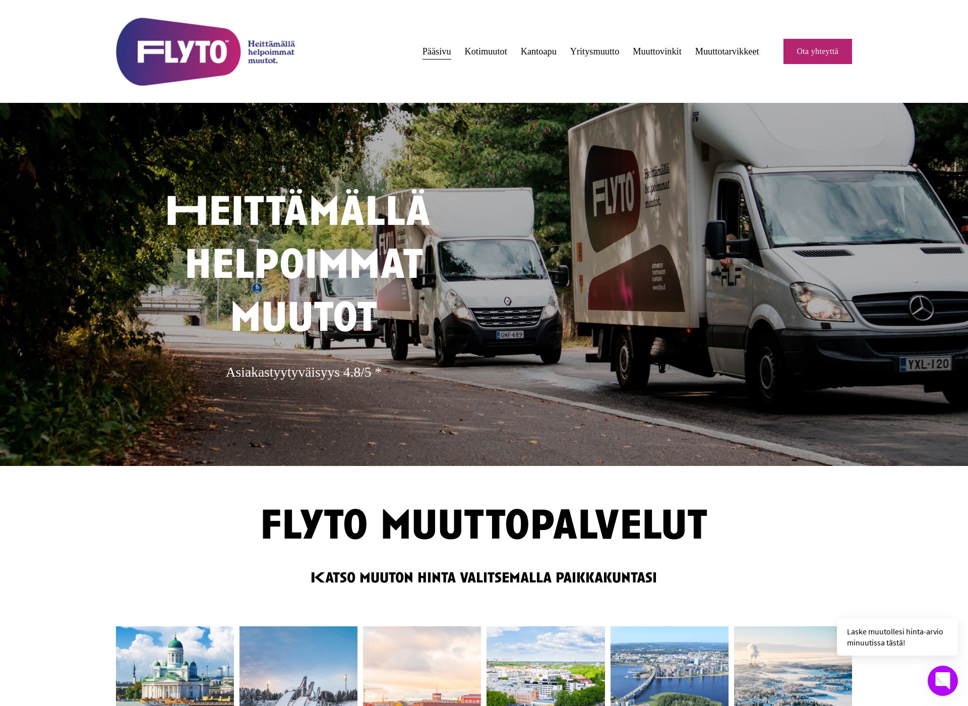 Skärmdump för flyto.fi