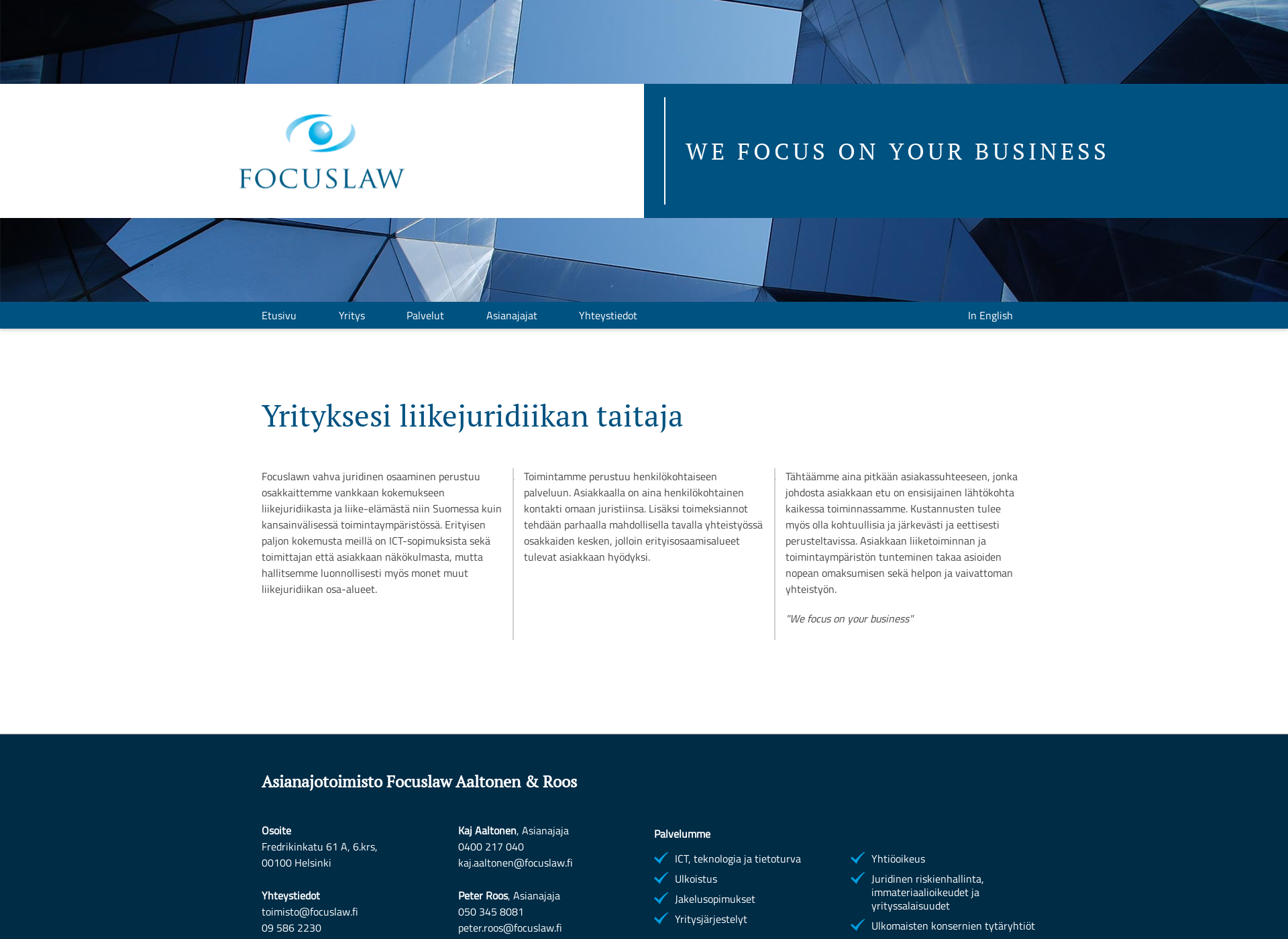 Skärmdump för focuslaw.fi