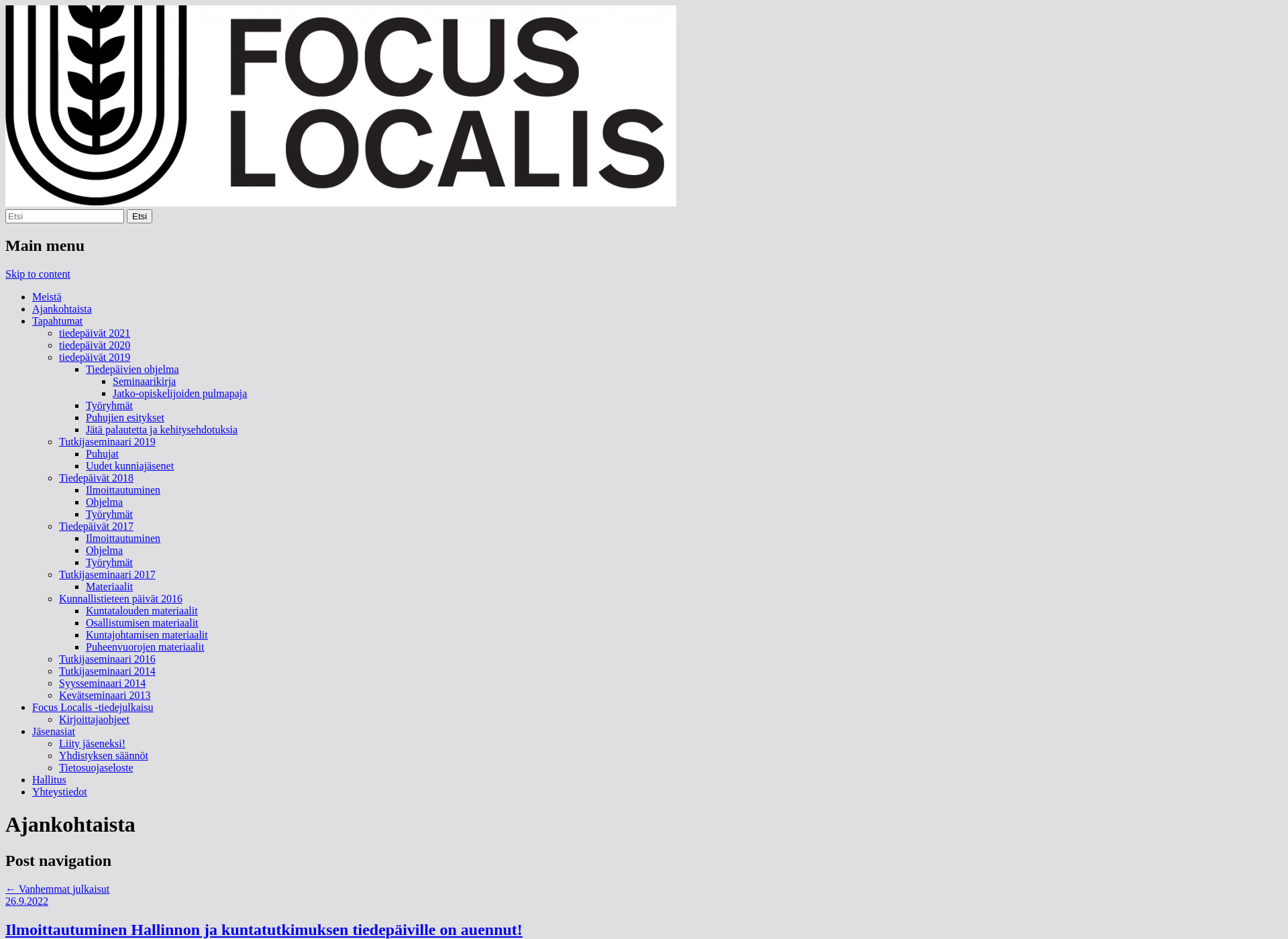 Skärmdump för focuslocalis.fi
