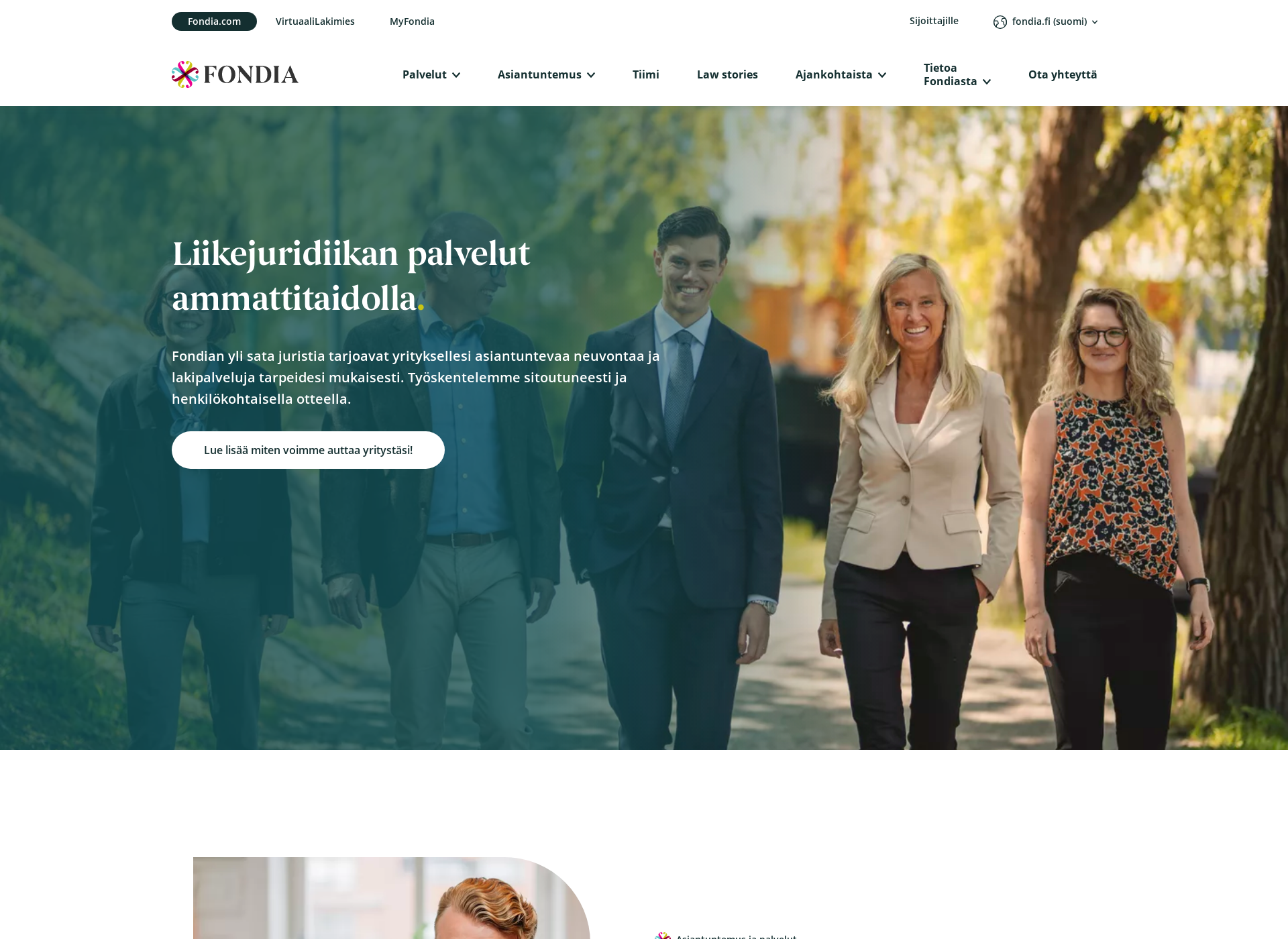 Skärmdump för fondia.fi