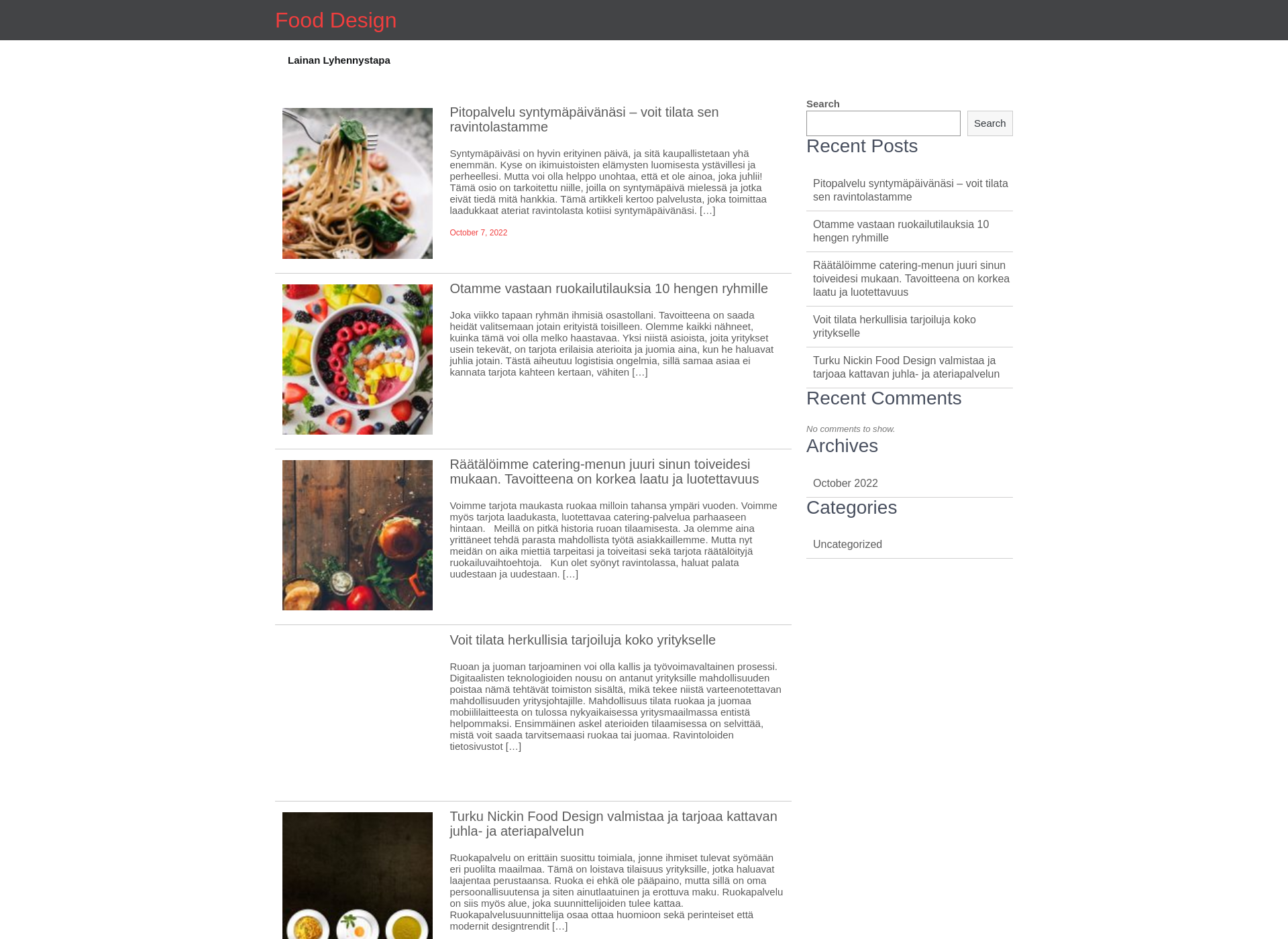 Skärmdump för food-design.fi